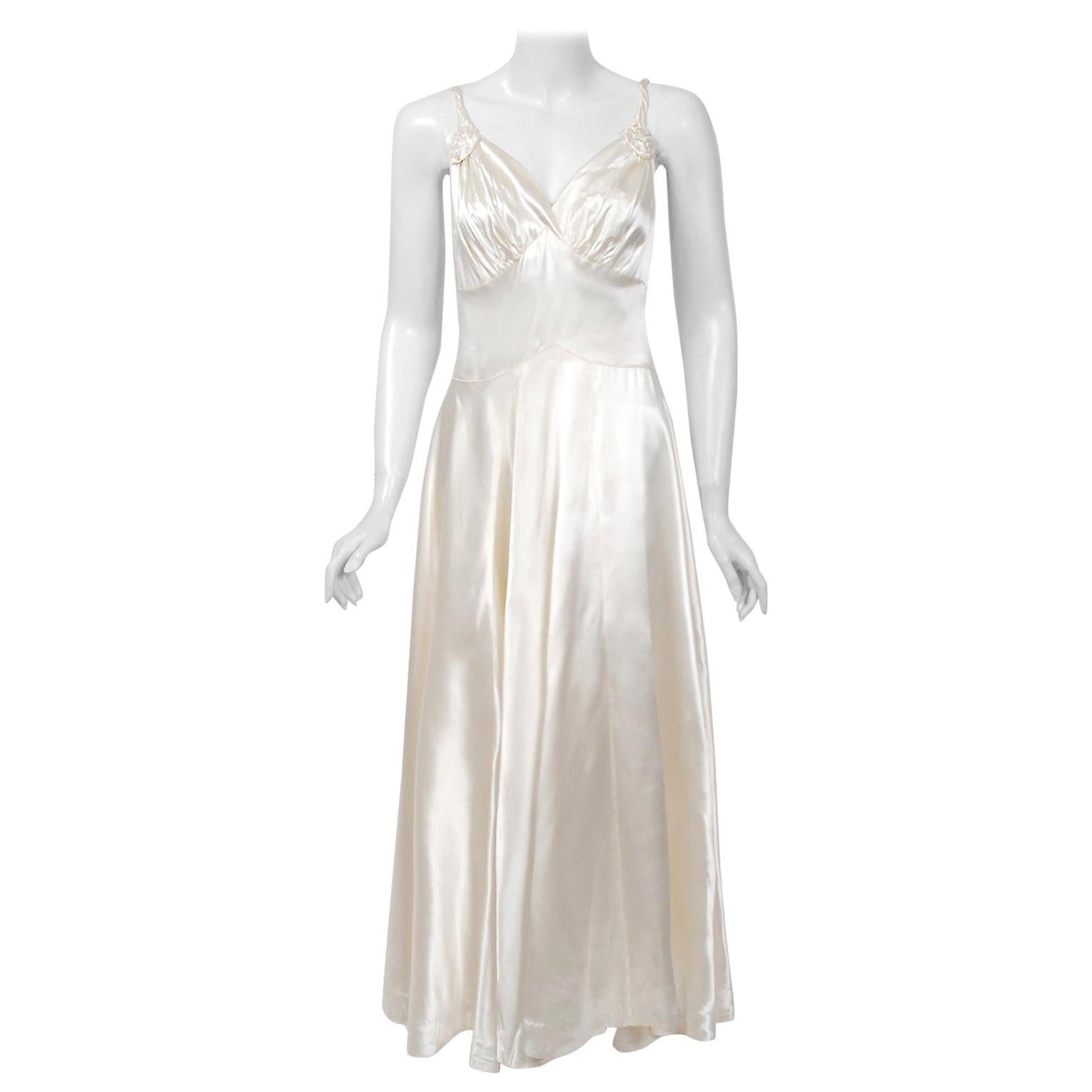 ivory satin slip dress