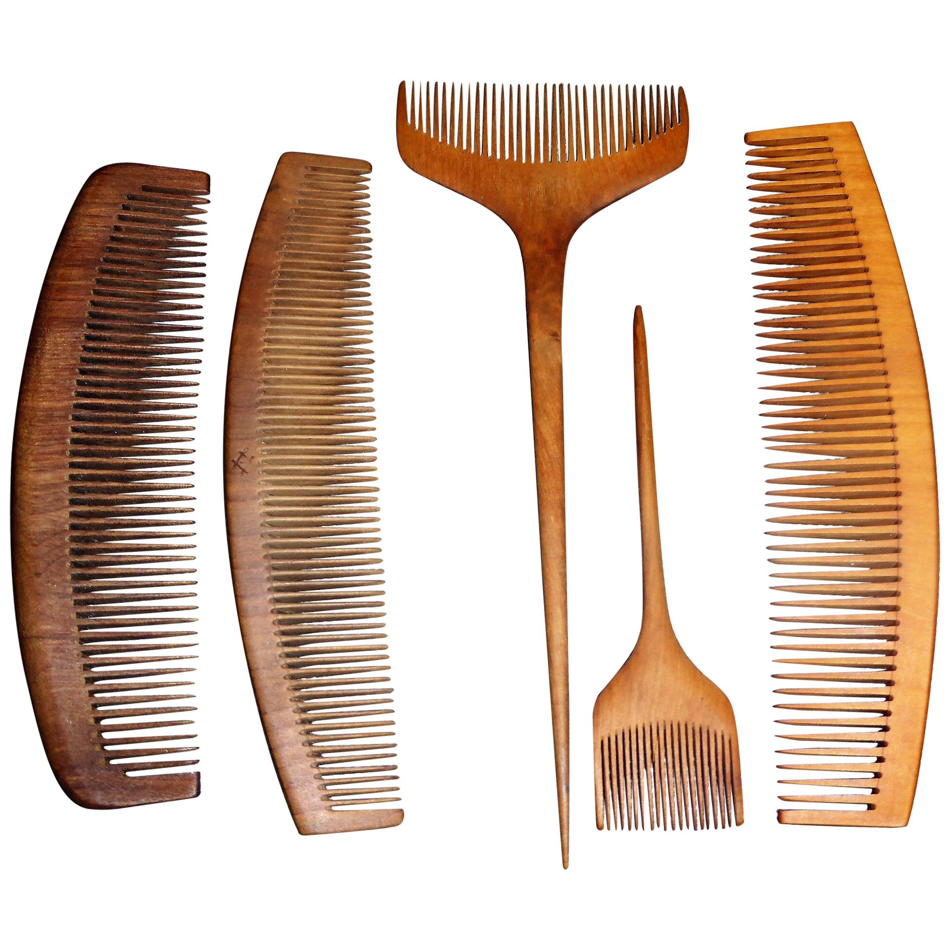 Vintage 1930s Japanese Tsuge Wood Comb Collection
