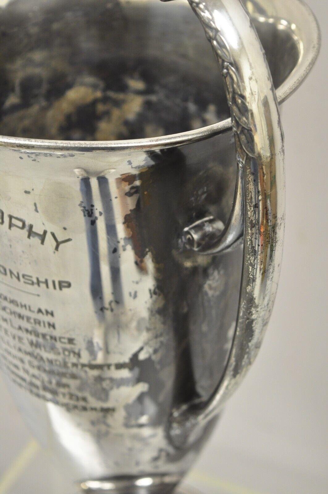 Vintage 1930s Large Silver Plate Urn Trophy Cup Award L.I.B.L Championship 3