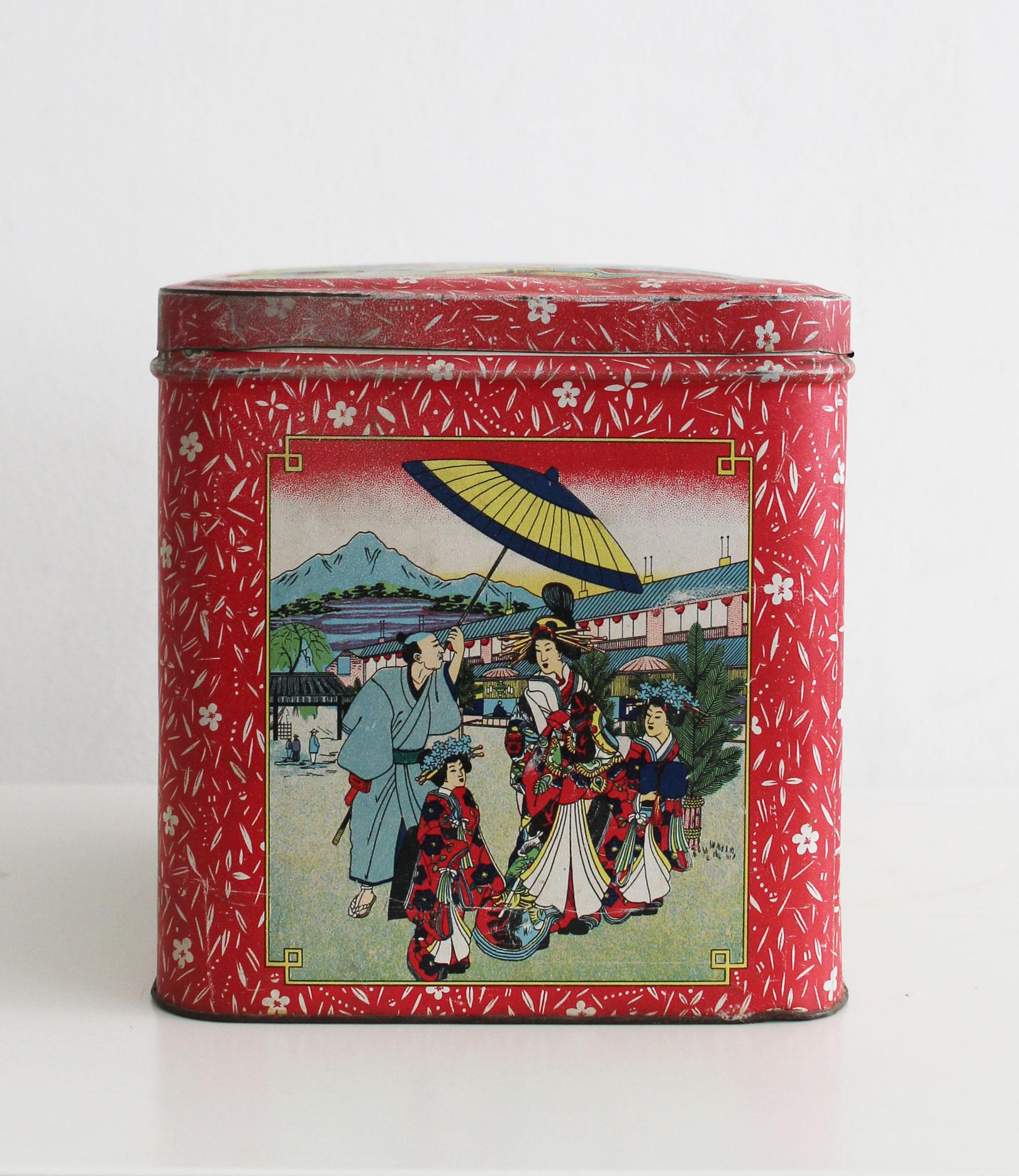 Boîte à café vintage en métal des années 1930 en vente 2