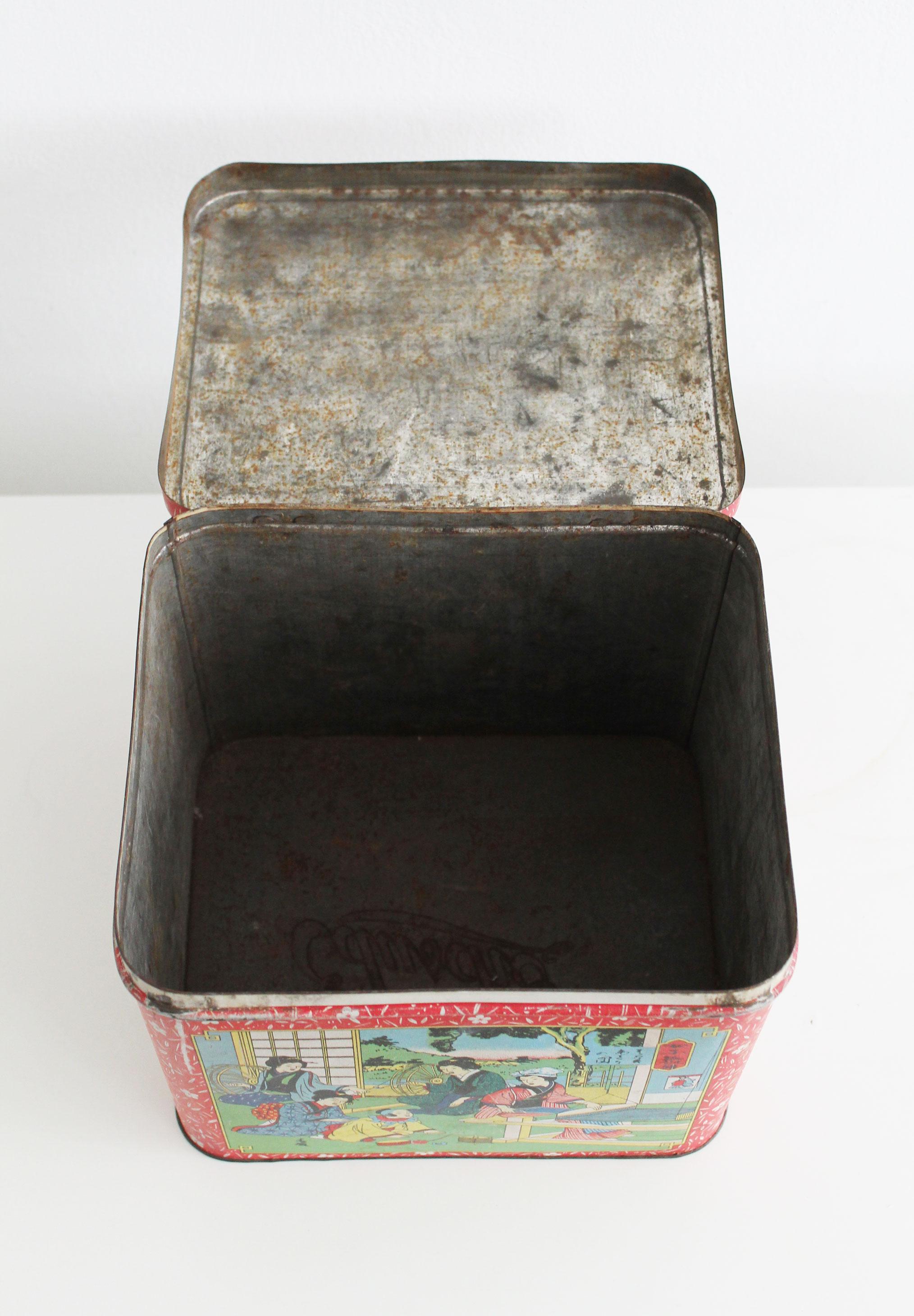 Boîte à café vintage en métal des années 1930 en vente 4