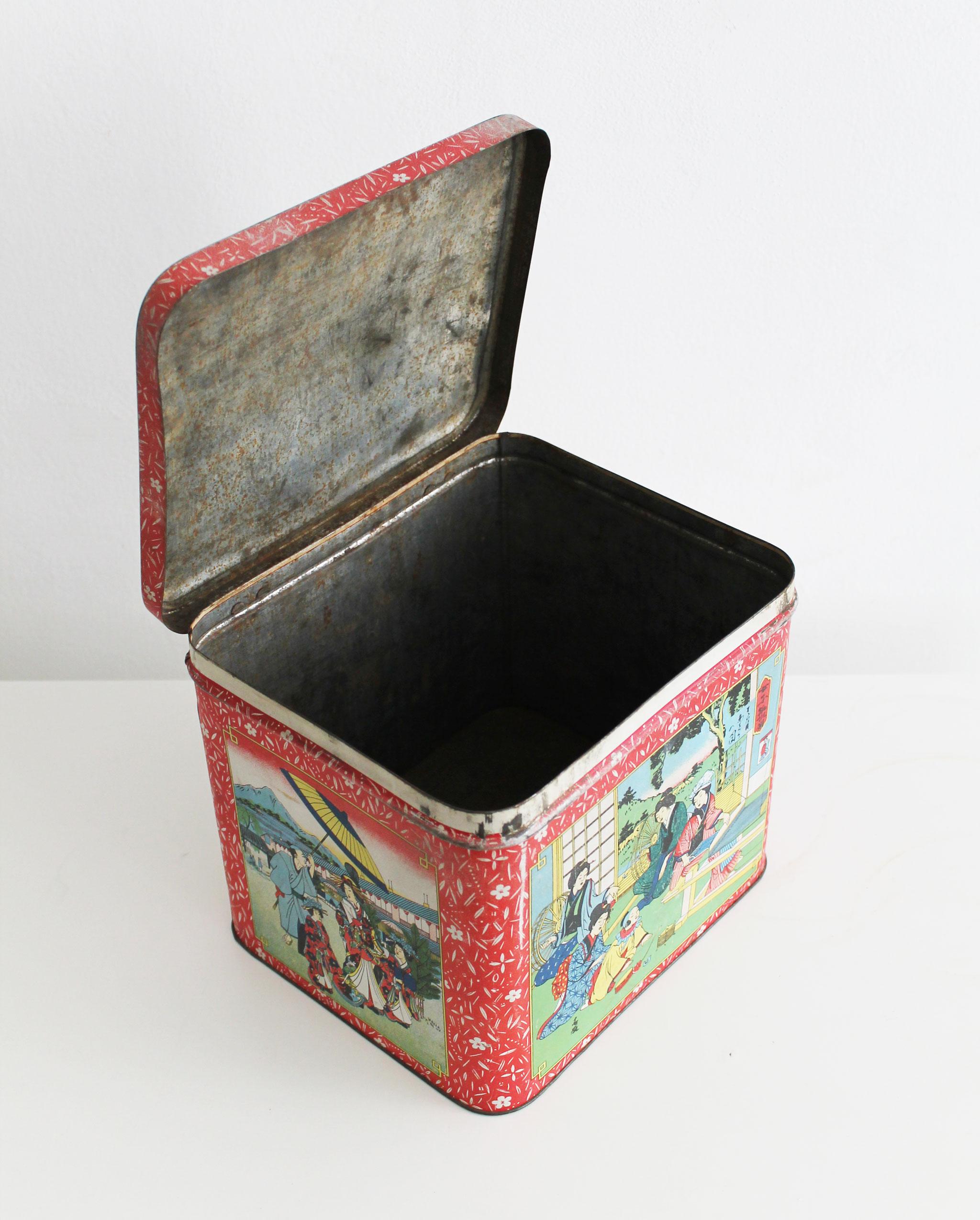 Boîte à café vintage en métal des années 1930 en vente 5