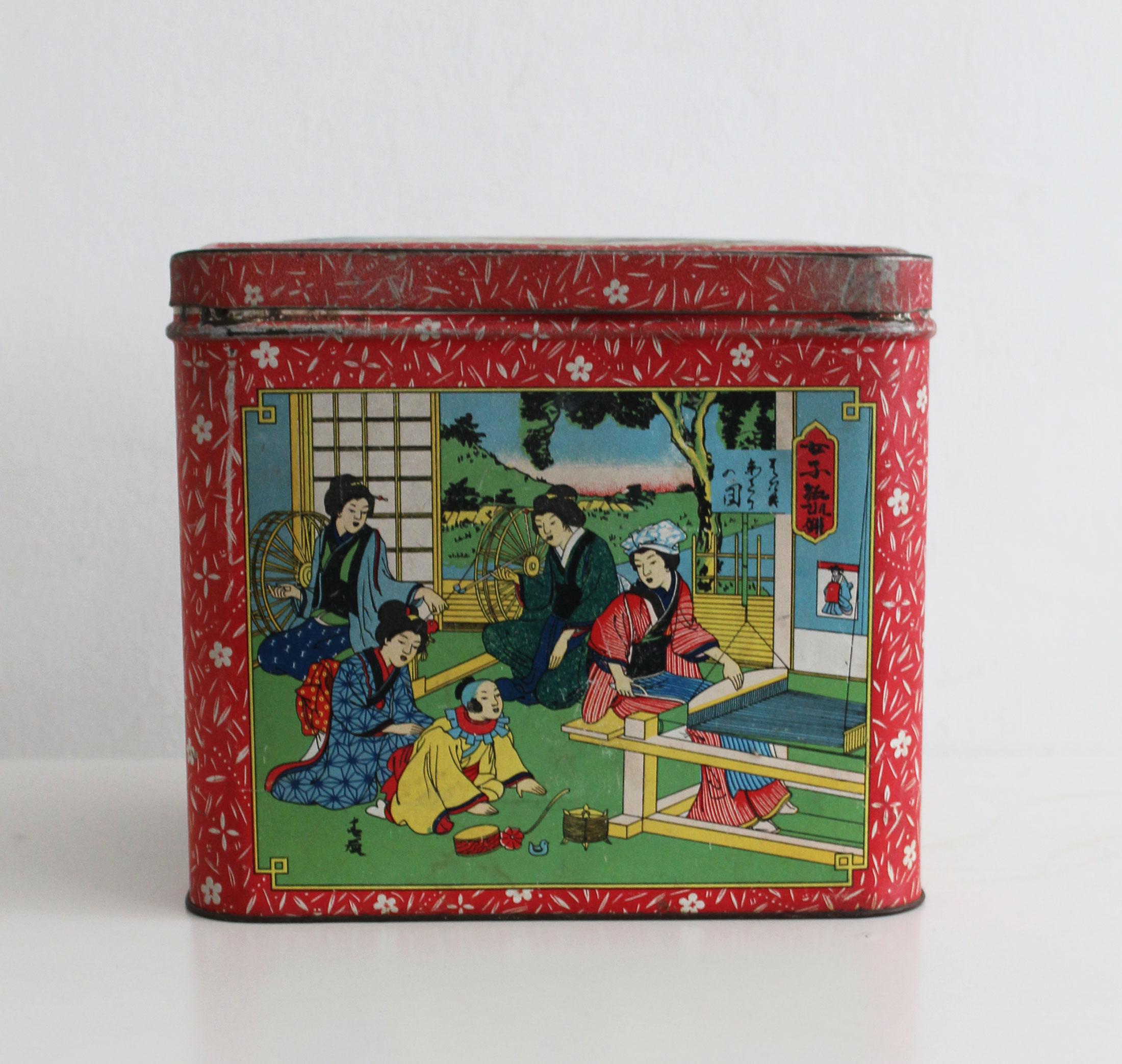 Anglo-japonais Boîte à café vintage en métal des années 1930 en vente