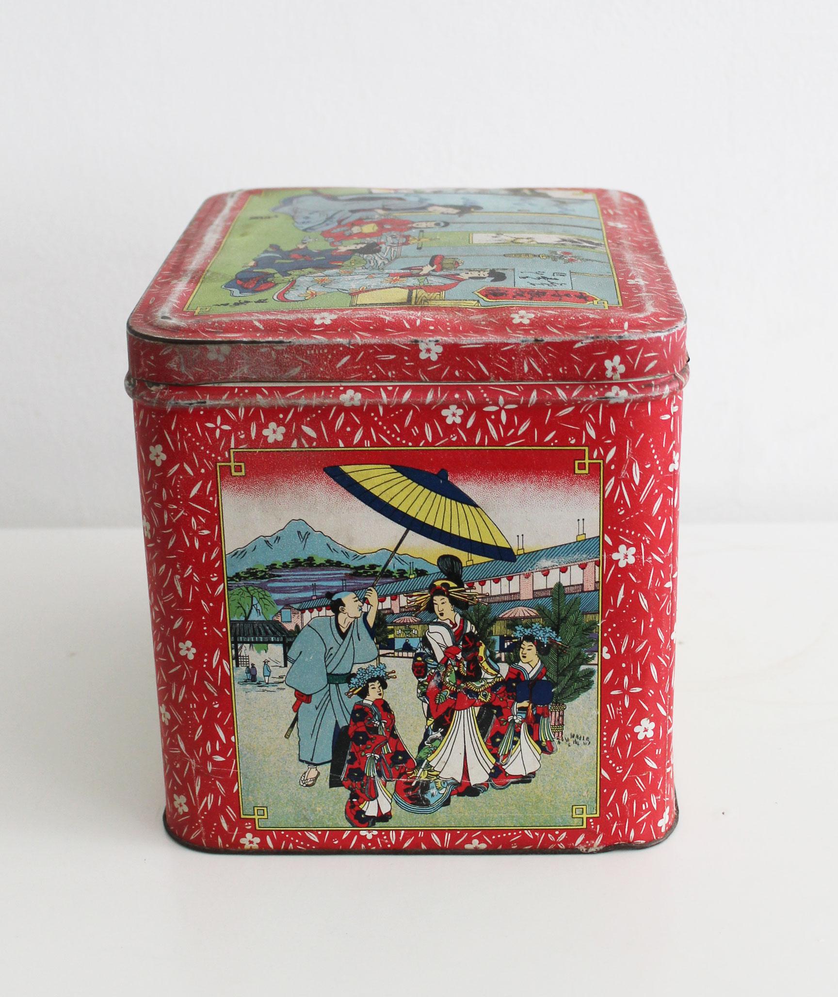 Boîte à café vintage en métal des années 1930 en vente 1