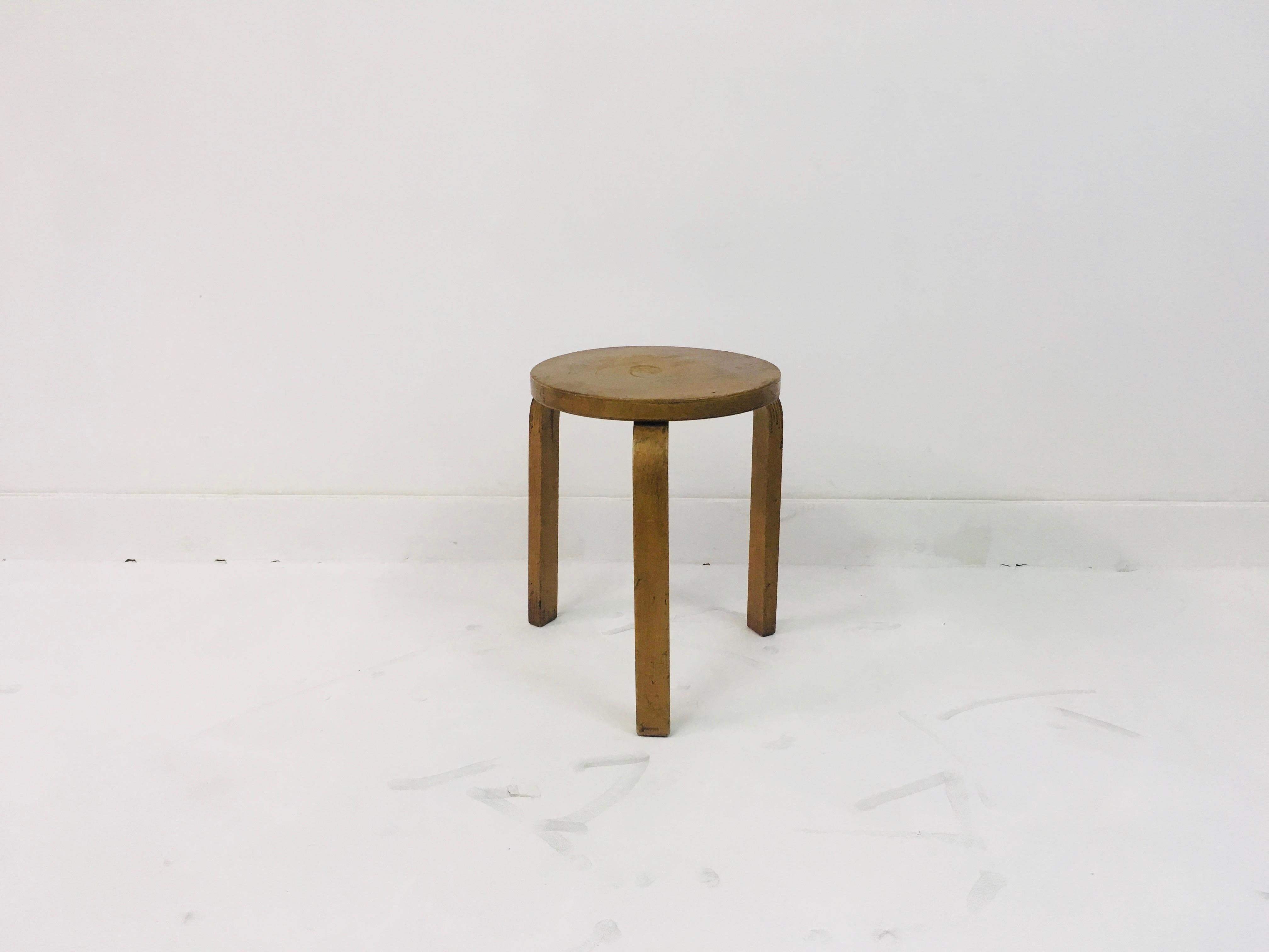 Birch Vintage 1930s Model 60 stool by Alvar Aalto for Finmar