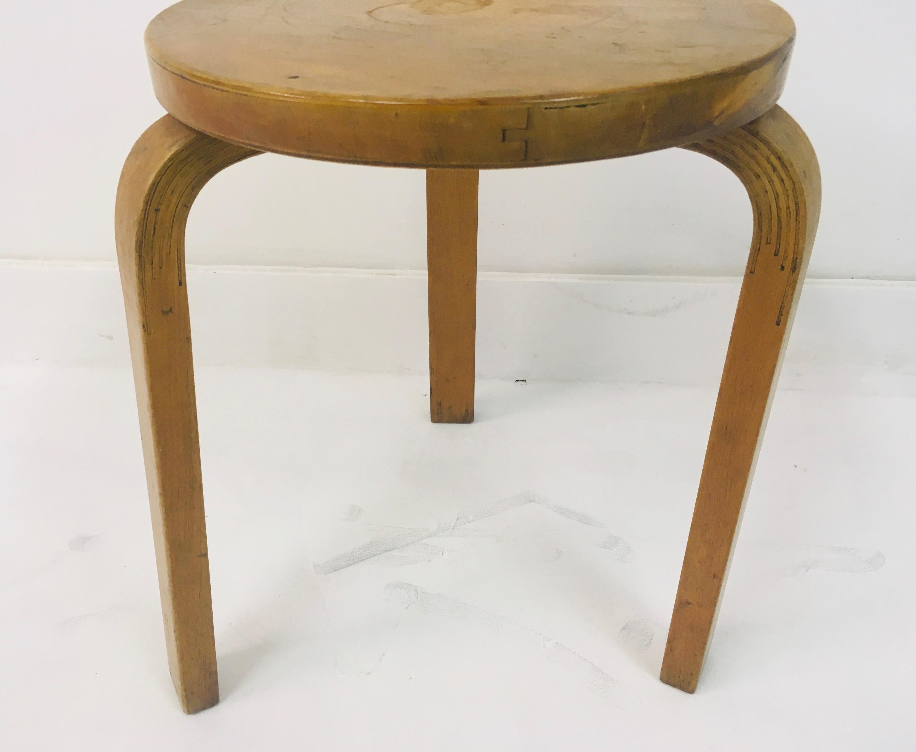 Mid-Century Modern Vintage 1930s Model 60 stool by Alvar Aalto for Finmar