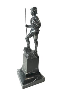 Vintage 1930s Mountain Climber on Marble Base, Metal Statue , Vintage Austria