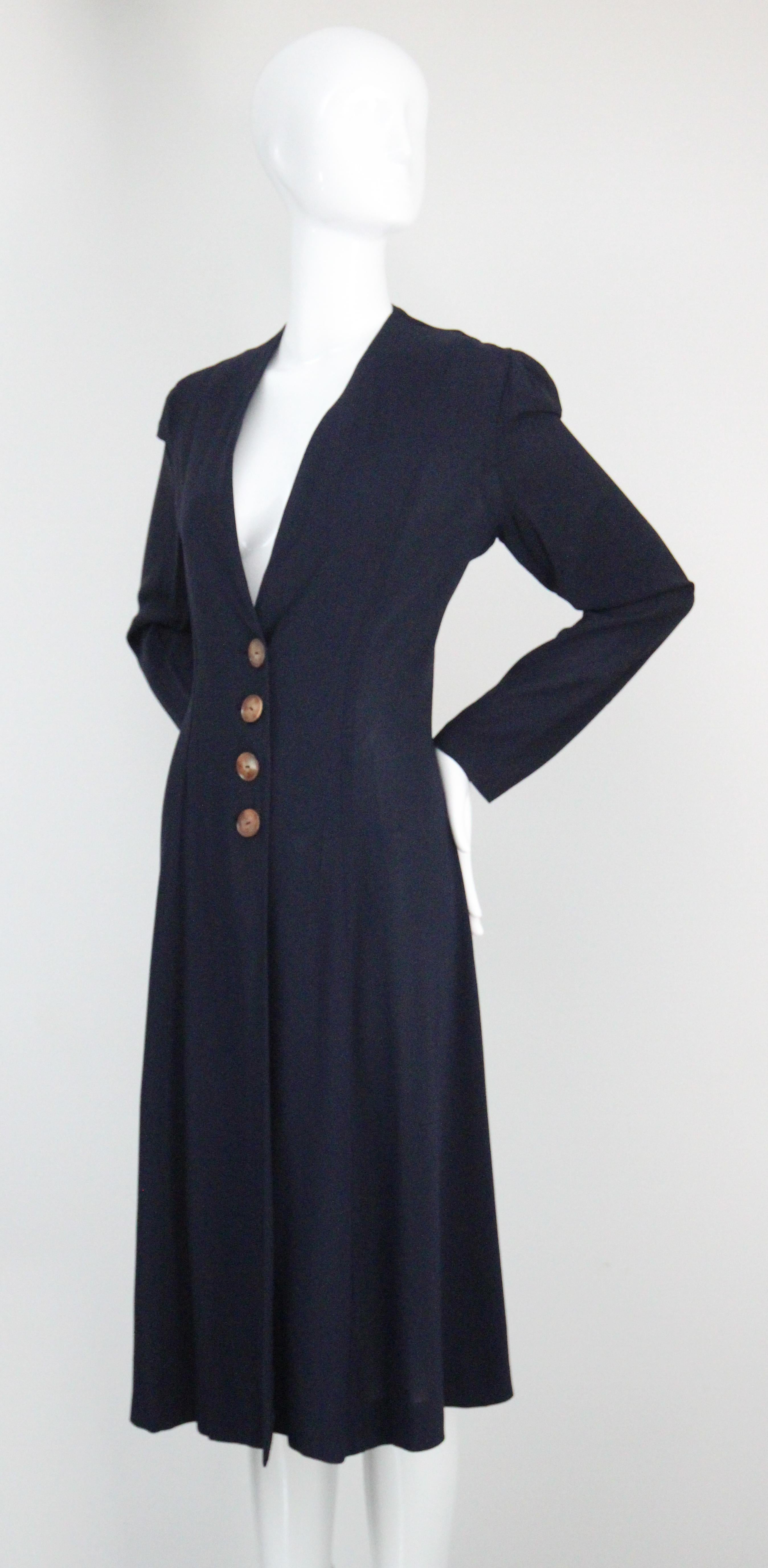 Women's Vintage 1930's navy blue coat 1930's navy spring lightweight coat UK 12 US 8 For Sale
