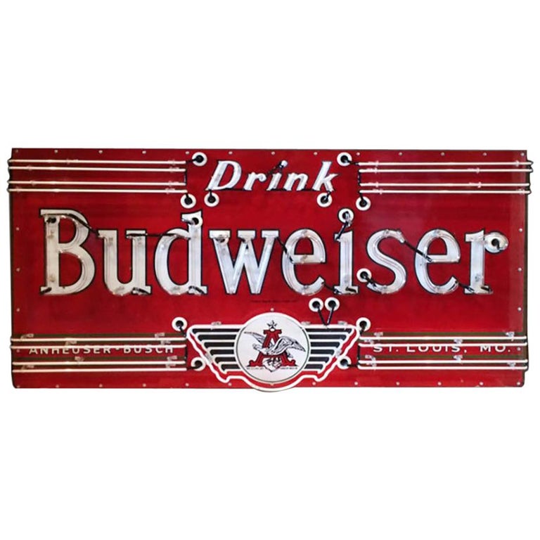 Vintage 1930s Neon 'Budweiser' Sign For Sale at 1stDibs 1950's