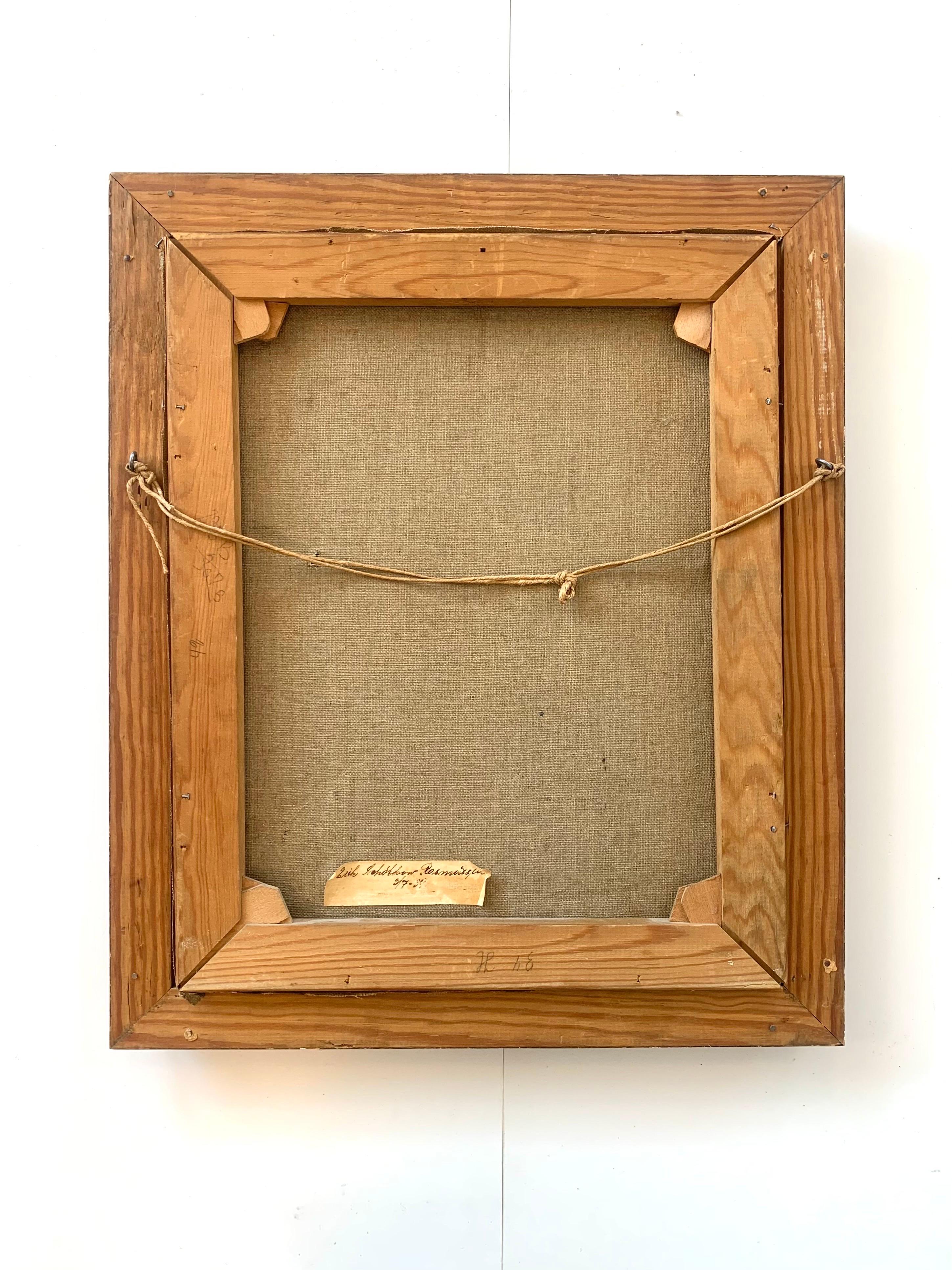 Vintage-Porträt eines Mannes mit Schilfrohr von Erik S. Rasmussen, Öl auf Leinwand, Vintage, 1930er Jahre im Angebot 3