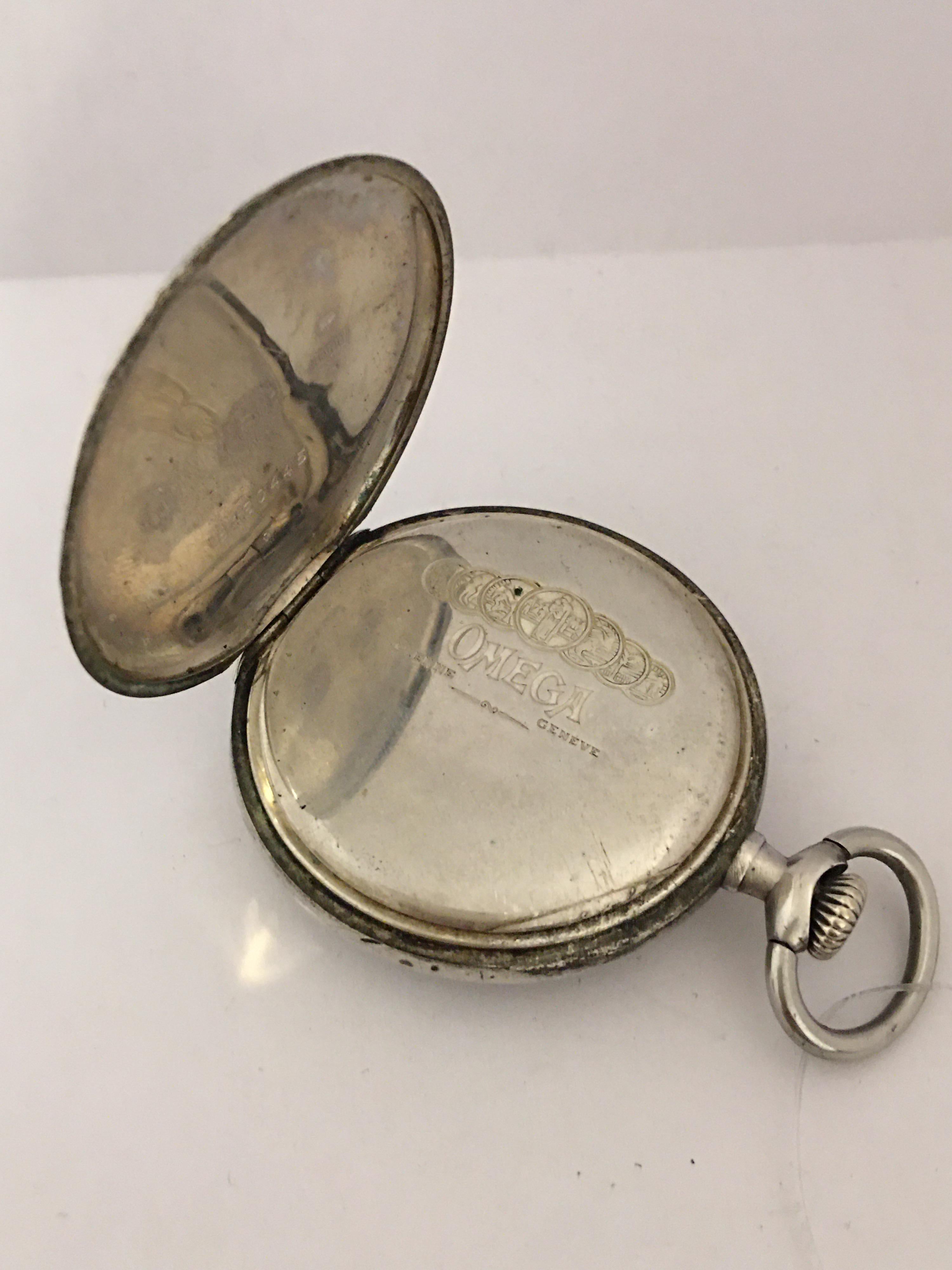Vintage 1930s Omega Silver Pocket Watch 2