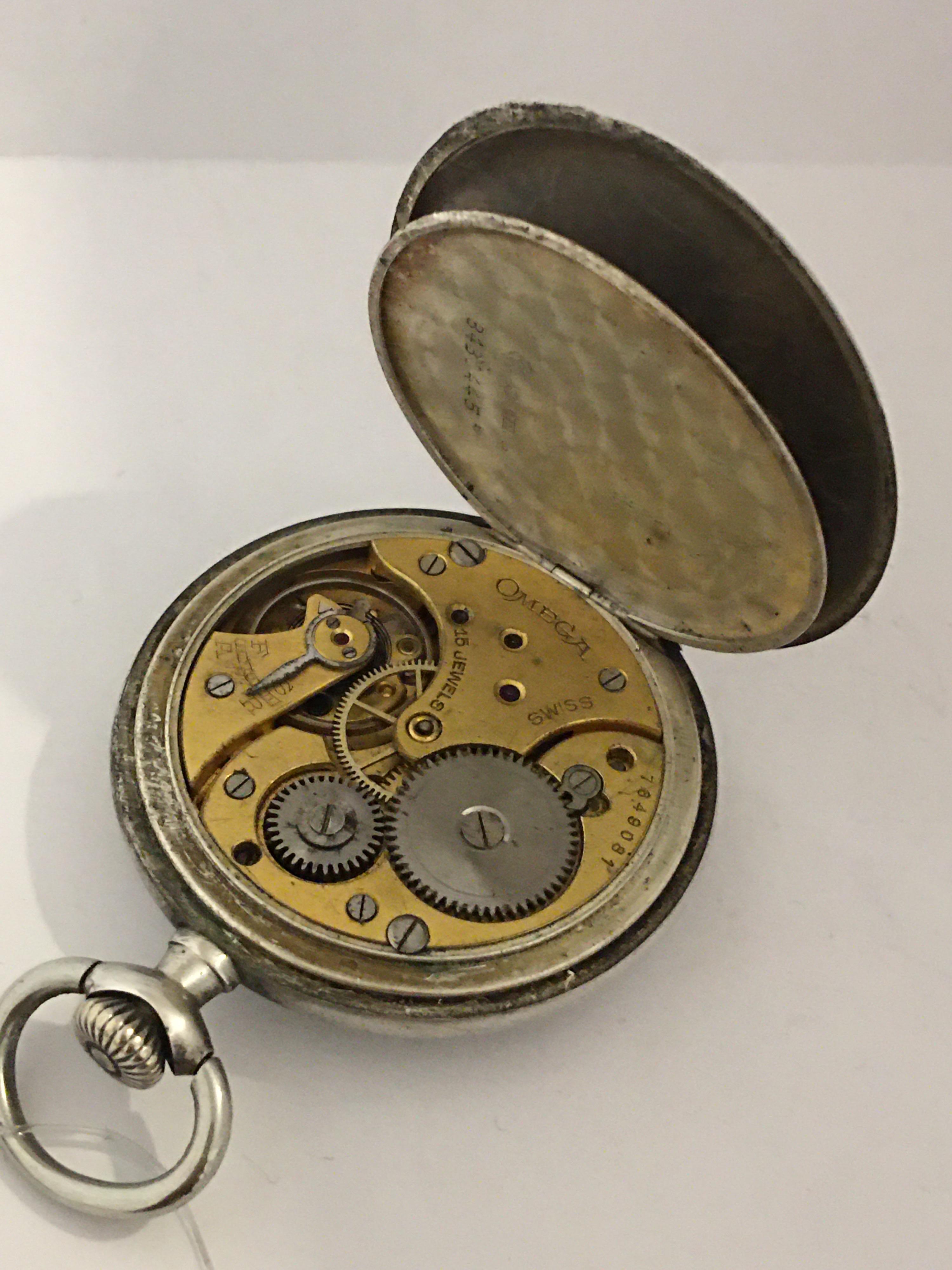 Vintage 1930s Omega Silver Pocket Watch 5
