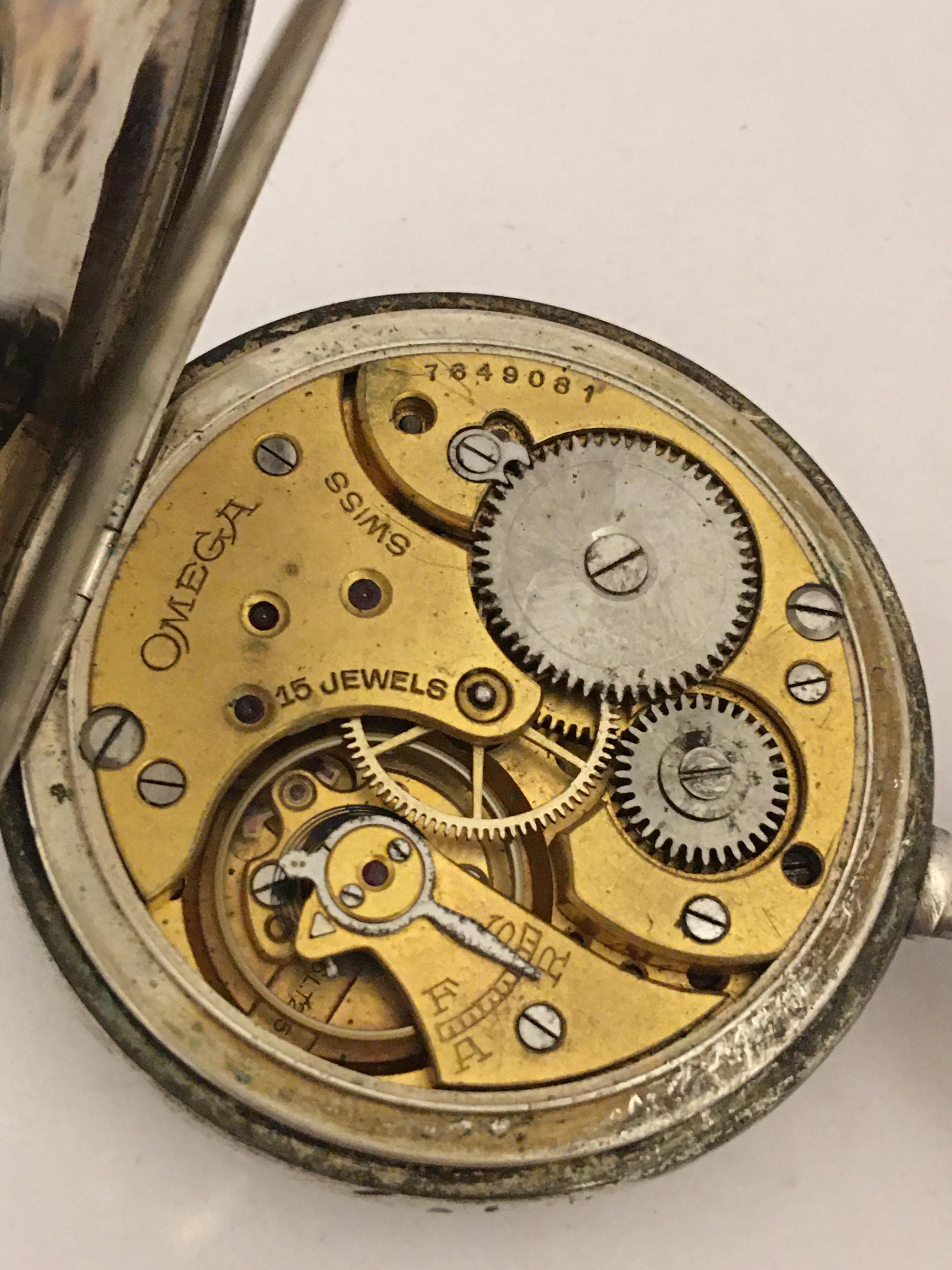 Vintage 1930s Omega Silver Pocket Watch 6