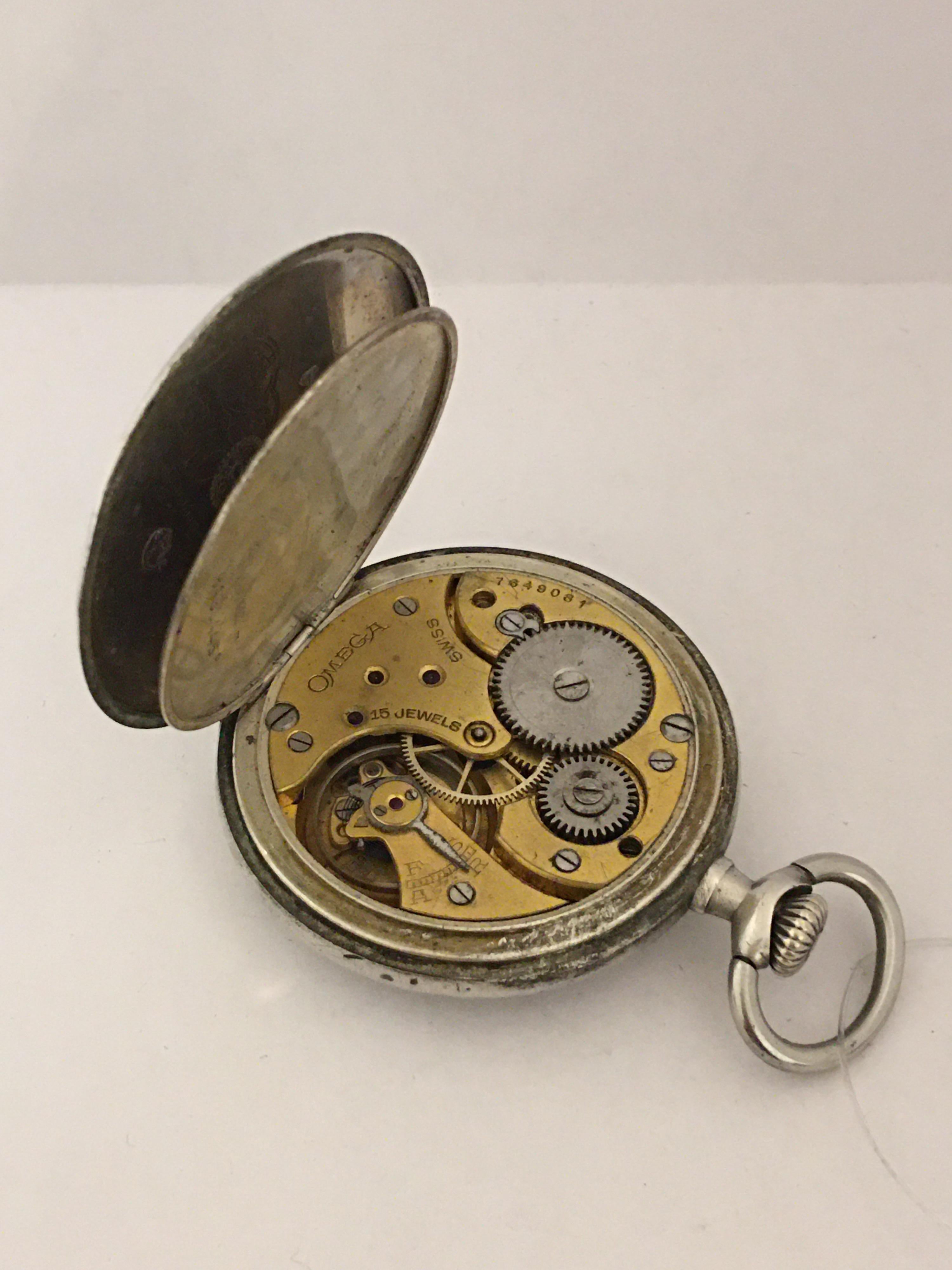 Vintage 1930s Omega Silver Pocket Watch 7