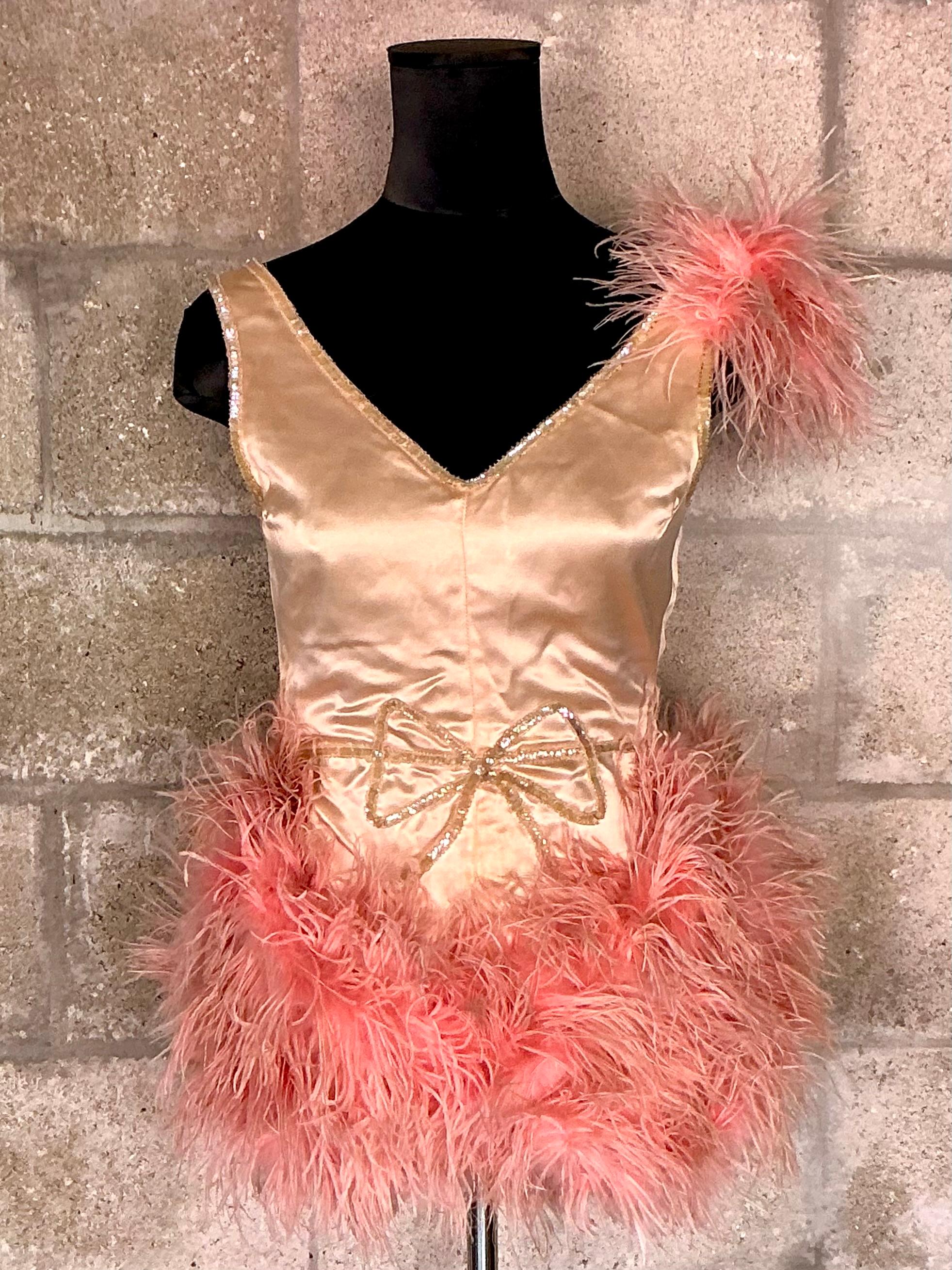 Pink Vintage 1930s Original Maribou Satin Costume For Sale