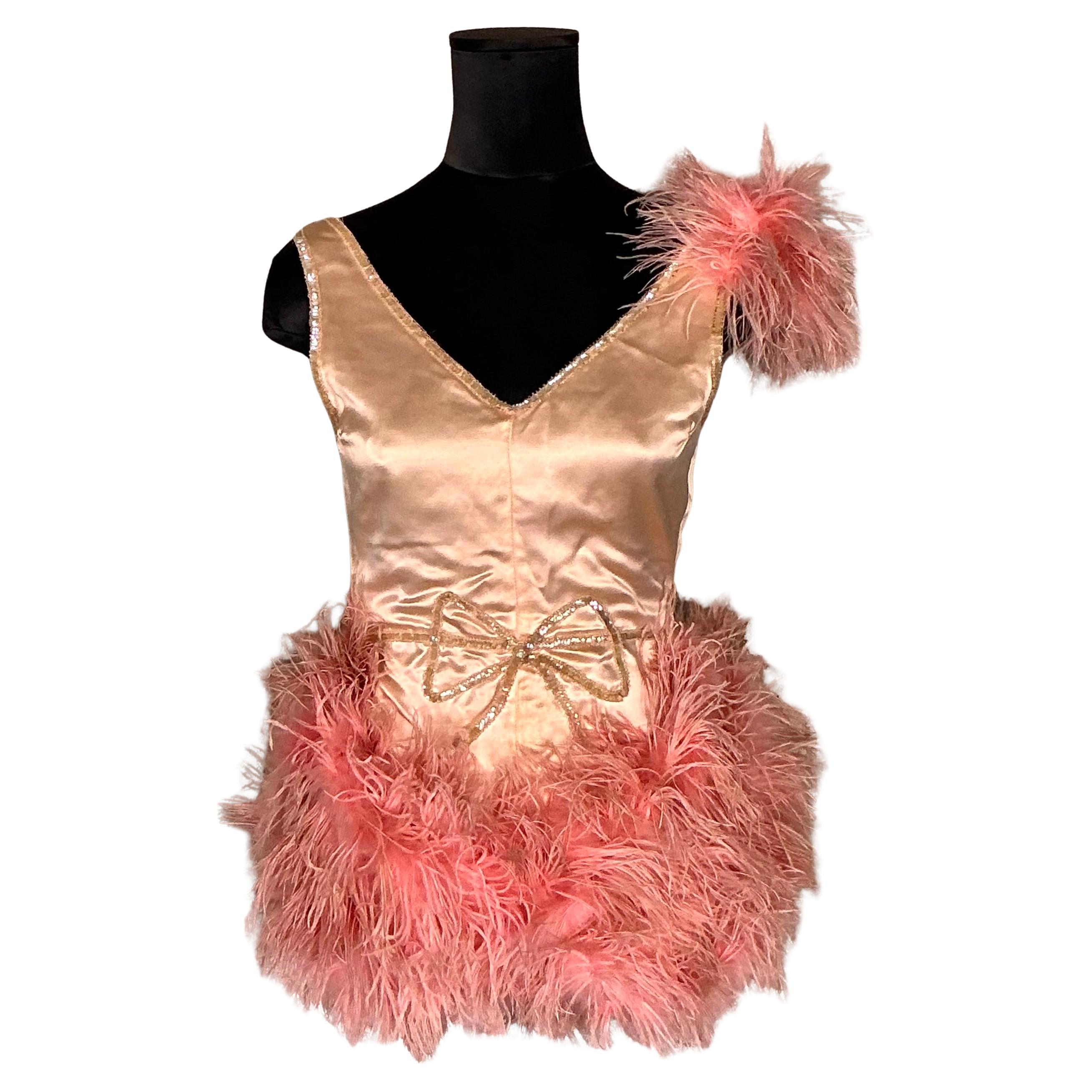 Vintage 1930s Original Maribou Satin Costume For Sale
