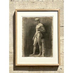 Vintage 1930s Original Pencil Sketch of Gladiator