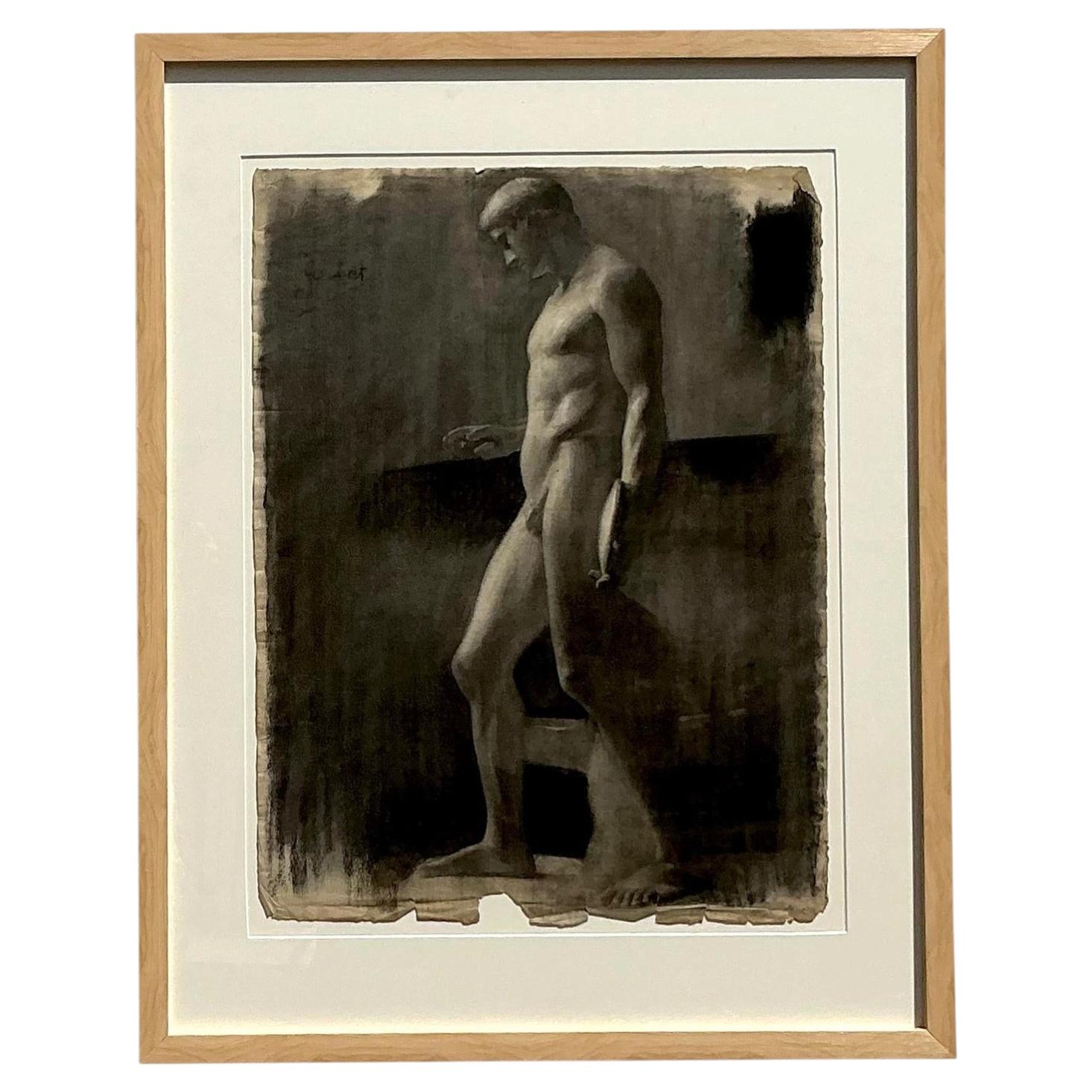 Vintage 1930s Original Pencil Sketch of Man