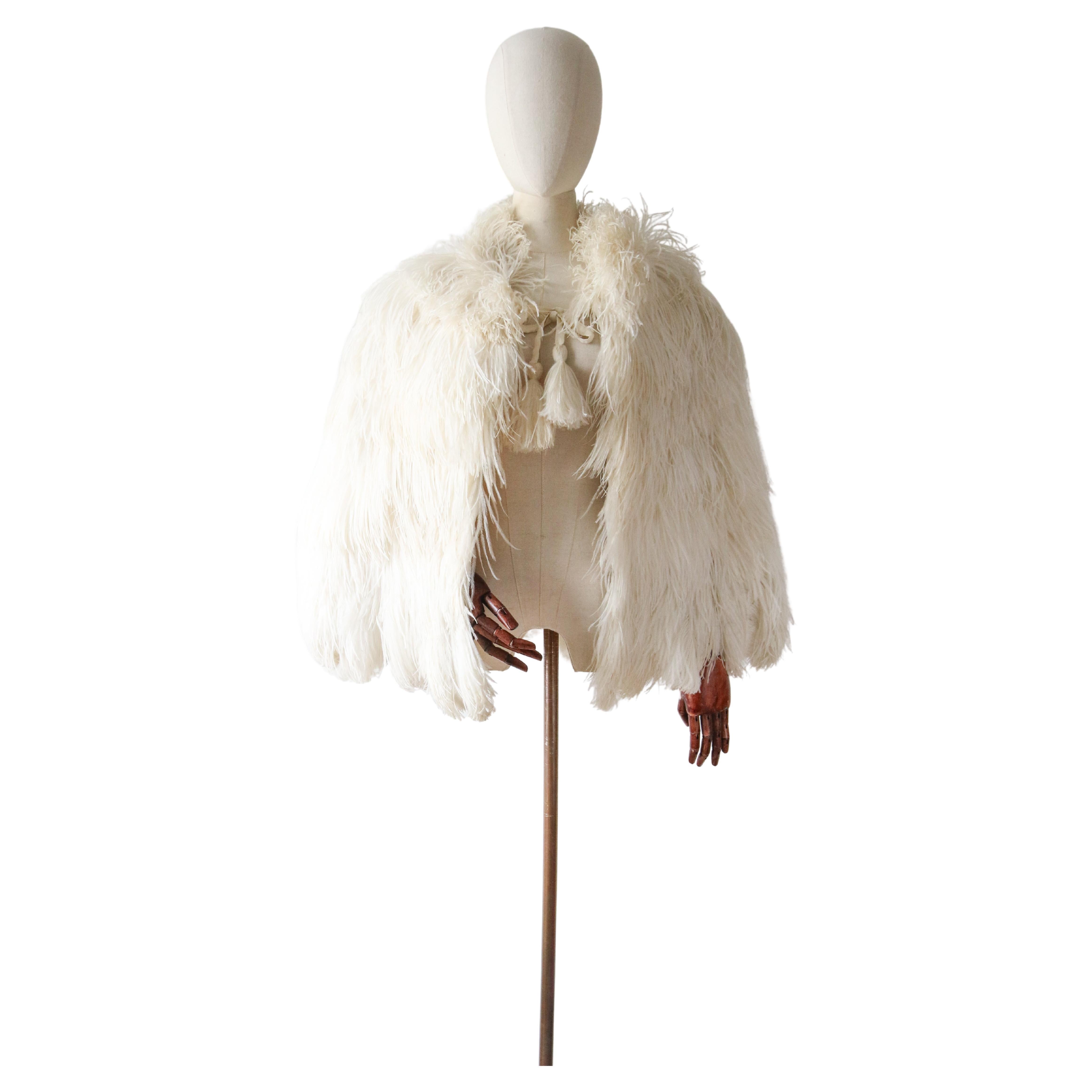 Vintage 1930's Ostrich Feather Shoulder Cape Art Deco Feather Cape 