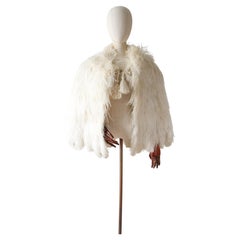 Used 1930's Ostrich Feather Shoulder Cape Art Deco Feather Cape 