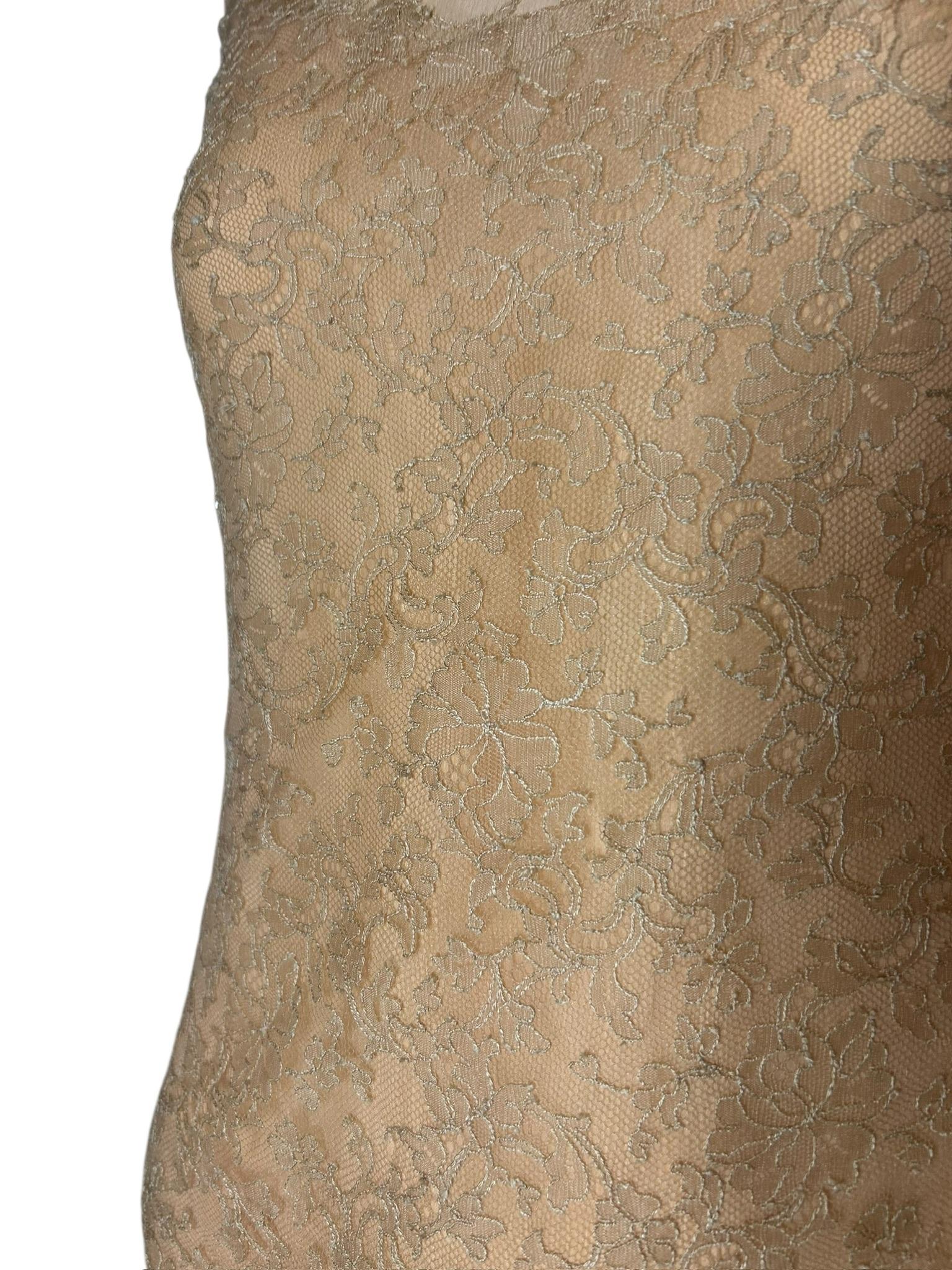 Vintage 1930s Pfirsich Spitze und Seide Chiffon Drop-Waist Abendkleid im Angebot 4