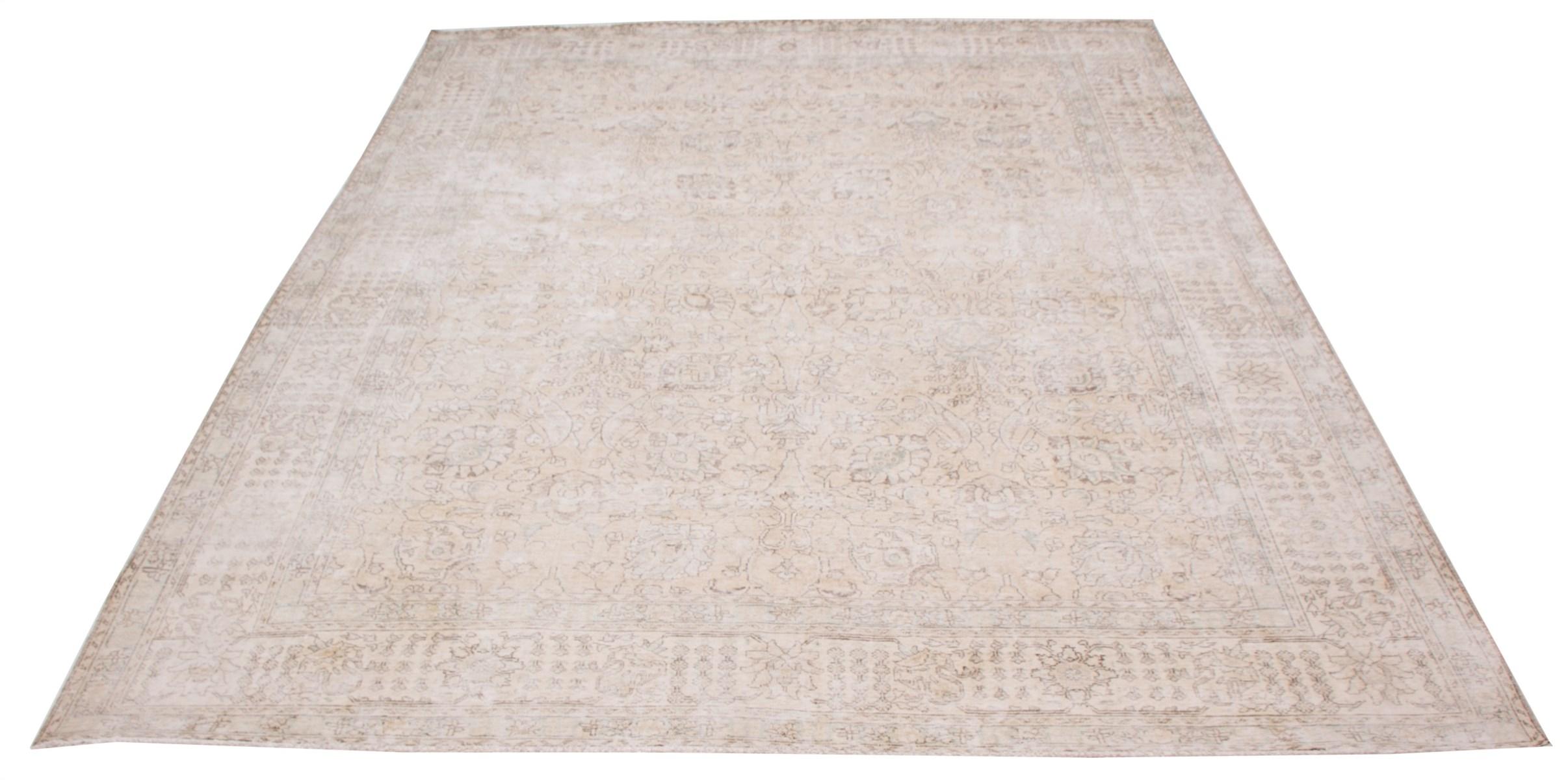 Handgeknüpft Vintage Wolle Persisch Tabriz Teppich, CIRCA 1930s, Neutral, 9' x 12' (Handgewebt) im Angebot