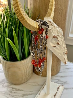 Vintage 1930's Peruzzi-Style Carnelian Bead Silver Necklace