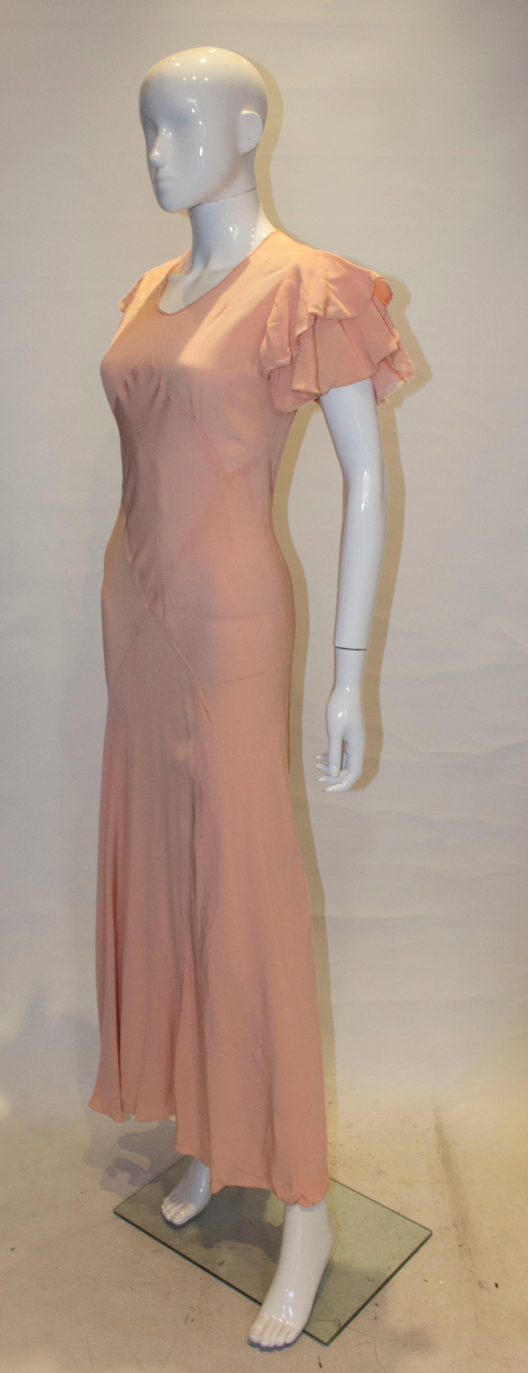 Brown Vintage 1930s Pink Gown