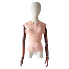 Vintage 1930's pink rayon crochet fitted blouse 1930s crochet top UK 10 US 6