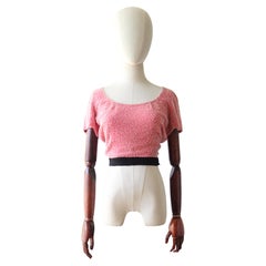 Vintage 1930er Rosa Seide Perlen Bluse 1930er Rosa Krepp Seide Perlen Top UK 6