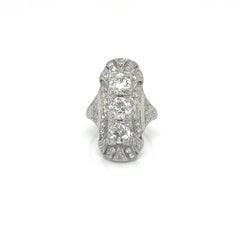 Vintage 1930's Platinum 3 Stone Diamond Dinner Ring