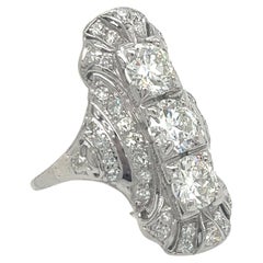 Vintage 1930's Platinum 3 Stone Diamond Dinner Ring