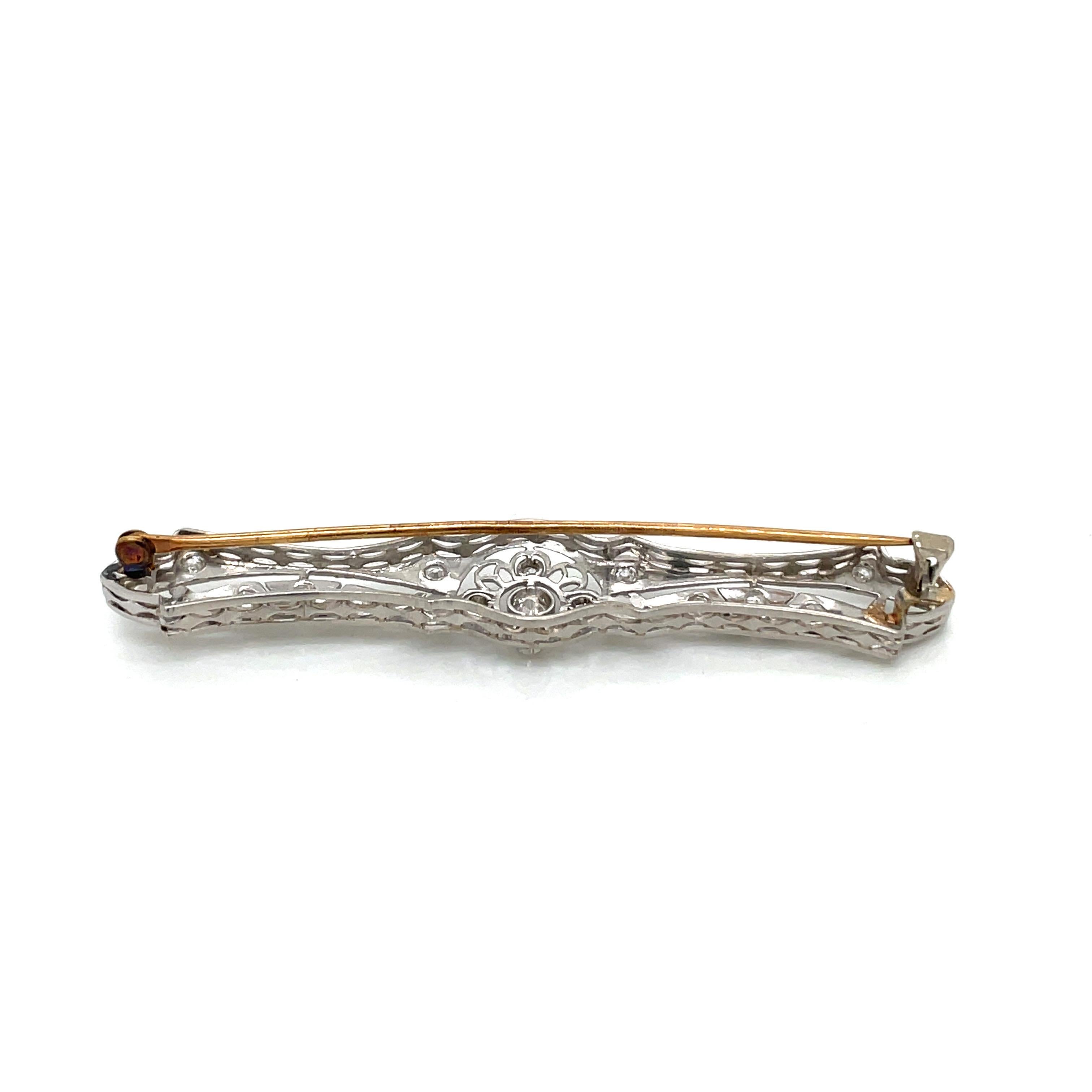 Platin Art Deco Diamant-Anstecknadel, Vintage 1930er Jahre Damen im Angebot
