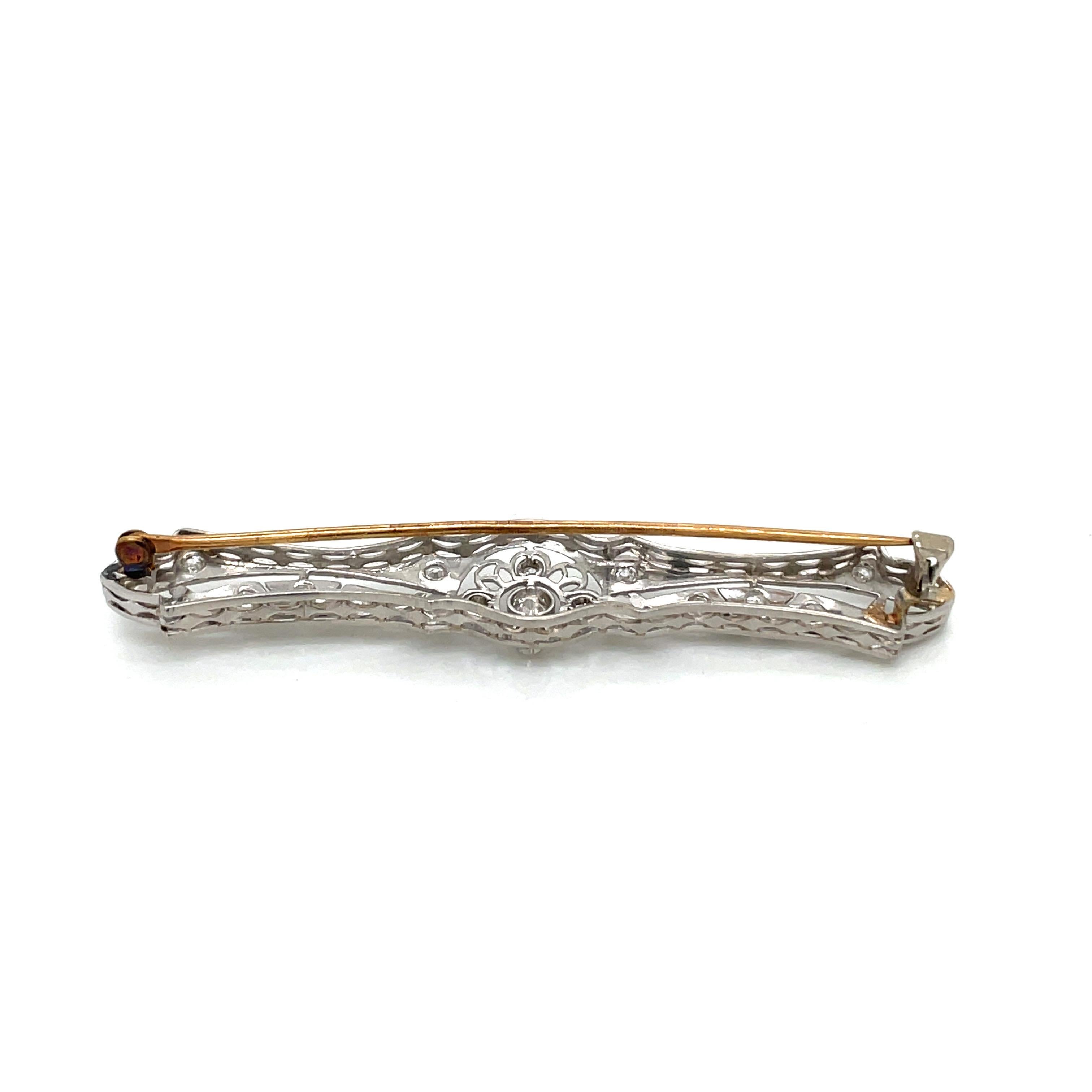 Vintage 1930'S Platinum Art Deco Diamond Pin For Sale 1