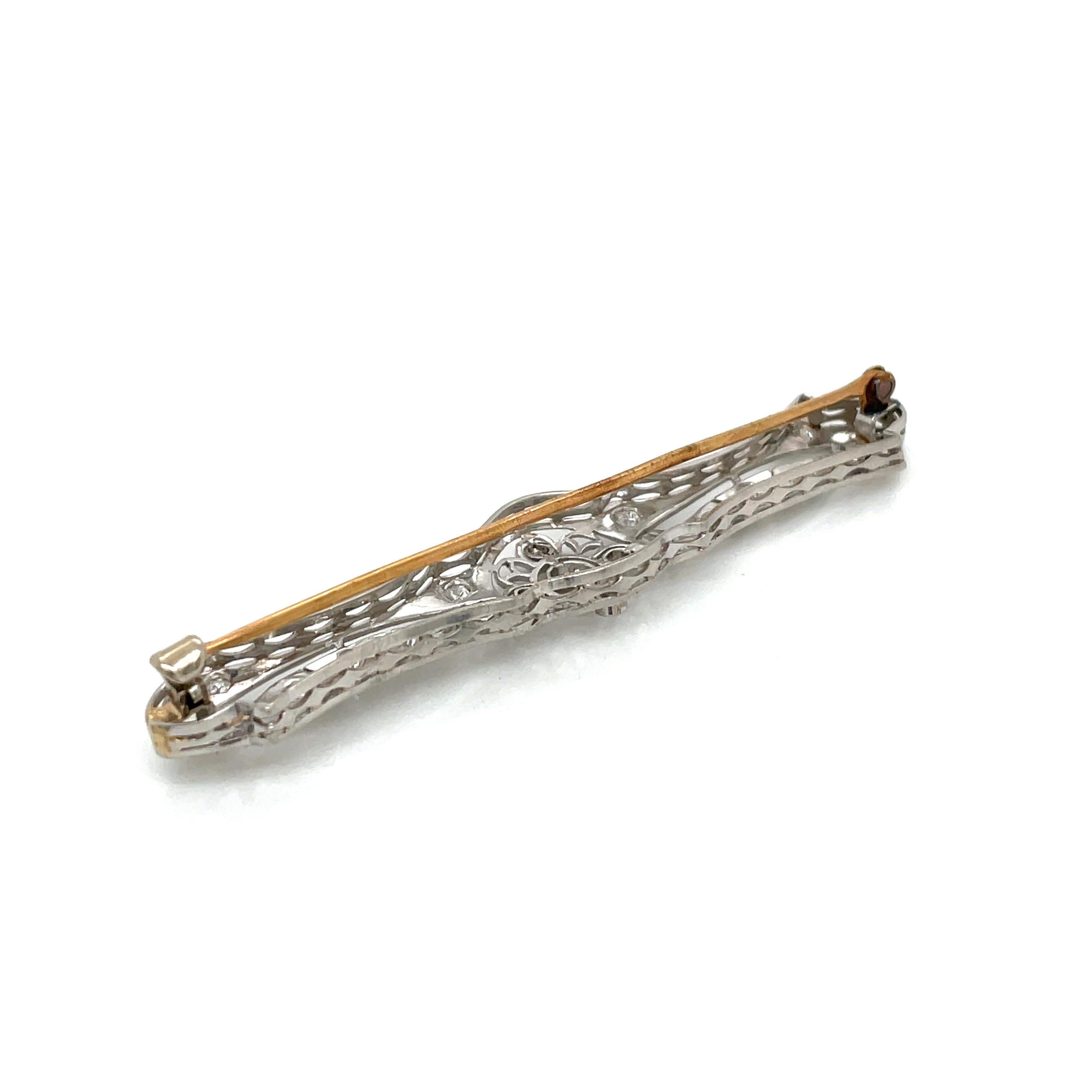 Platin Art Deco Diamant-Anstecknadel, Vintage 1930er Jahre im Angebot 1
