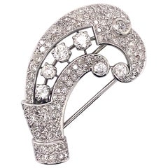 Vintage 1930’s Platinum Diamond Cornucopia Brooch 3.00ct