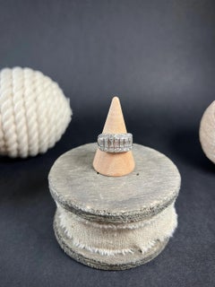 Vintage 1930s Platinum Stamped, Three Row Diamond Band Ring