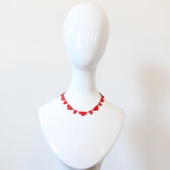 Vintage 1930's Red Bevelled Glass Necklace Faceted Glass