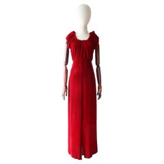 Vintage 1930's red velvet dress and jacket 1930's bias cut UK 6- 8 US 2-4