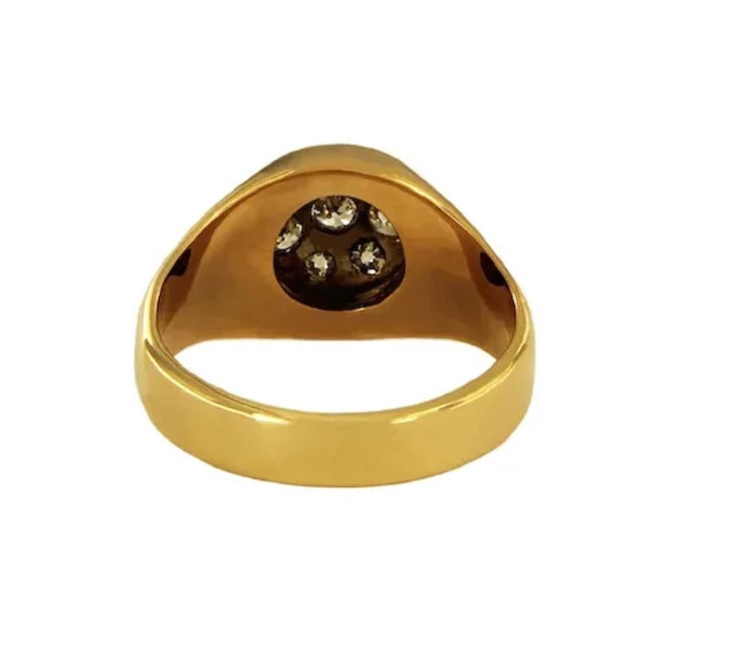 -1920-1930’s

-Custom made

-14k Yellow Gold, Platinum

-Ring size: 10.5

-Ornament diameter: 9mm

-Diamond: 1.00 ct, old miner cut, VS clarity, G color

Original Retail: $ 5000