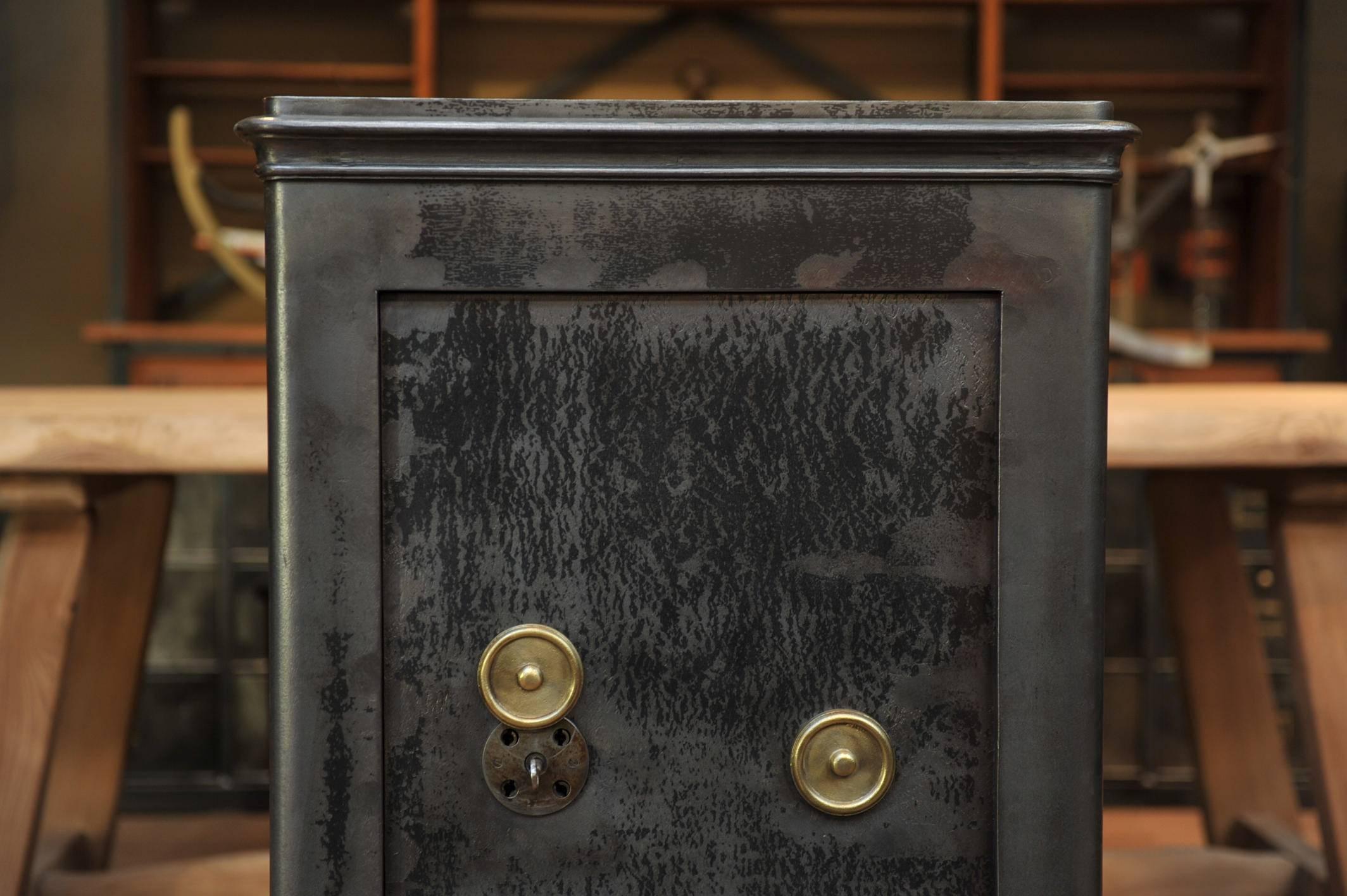Brass Vintage 1930s Safe Cabinet by Ricouard 'France' with Key