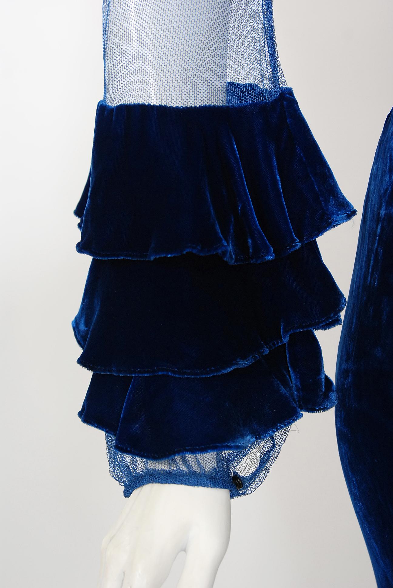 sapphire blue velvet dress