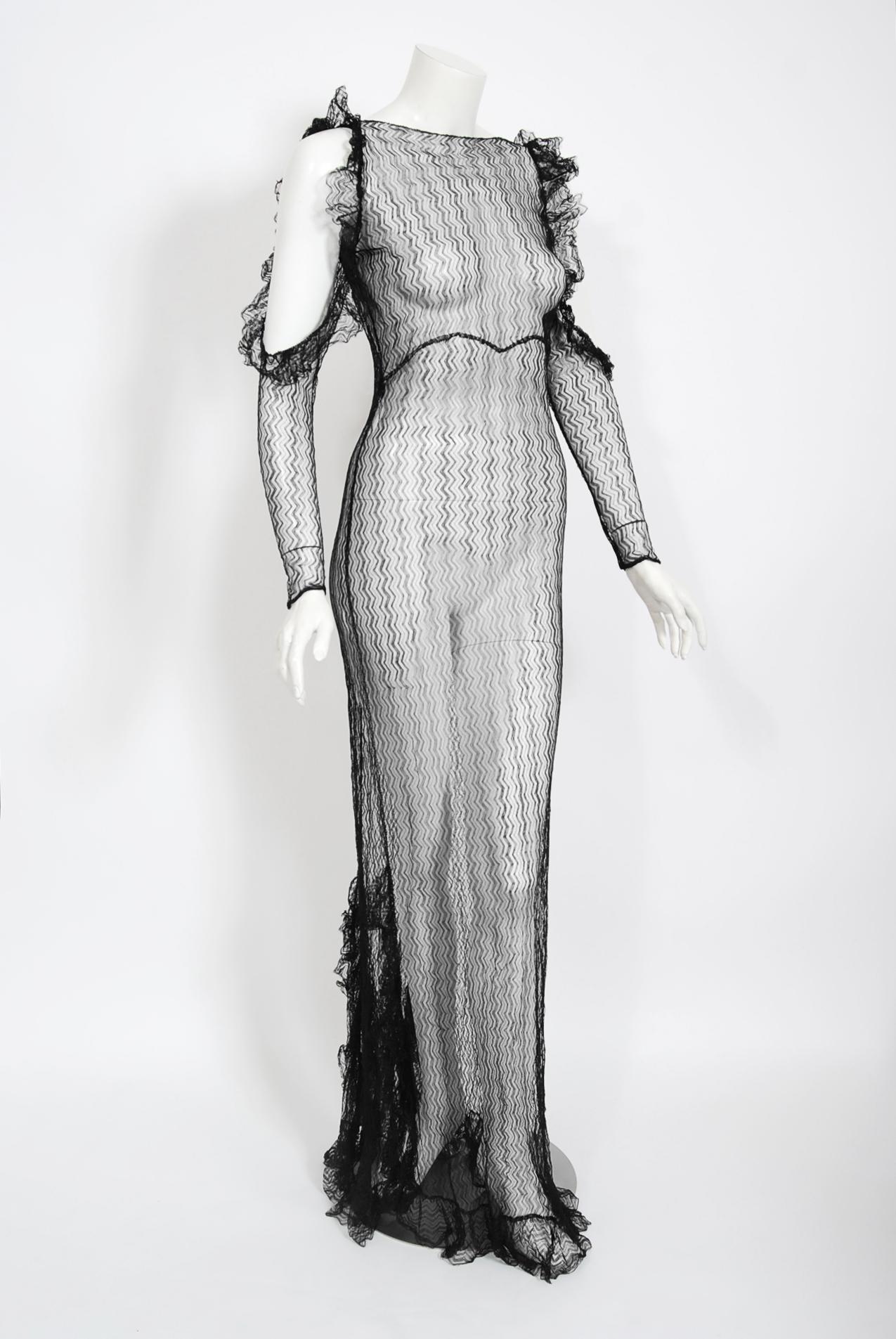 A seductive and rare 1930's black lace gown from the 