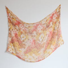 Vintage 1930's Silk Chiffon Floral Neck Scarf Sunrise Floral Silk Scart Art Deco