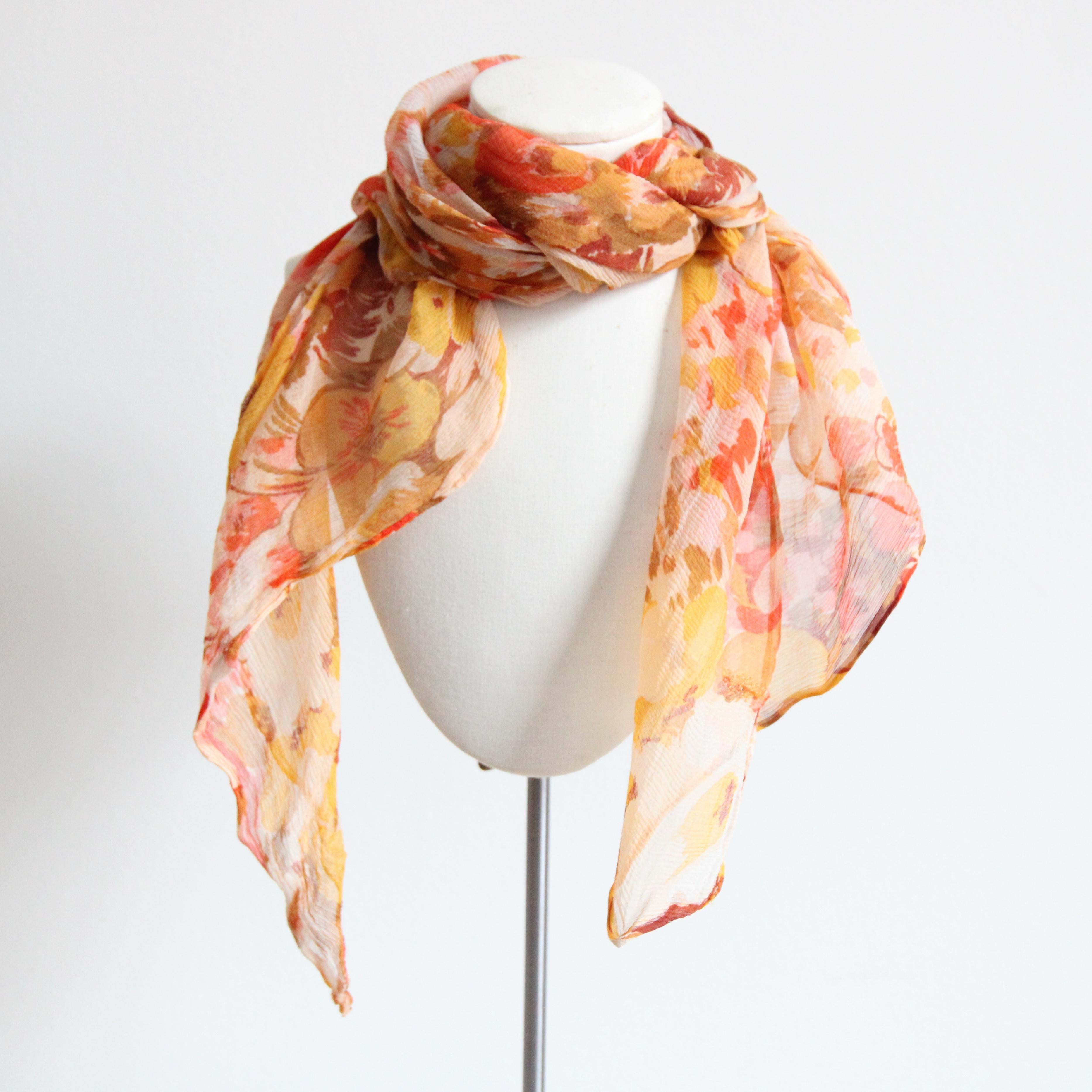 Écharpe à col floral en mousseline de soie Sunrise Art Déco des années 1930 Unisexe en vente