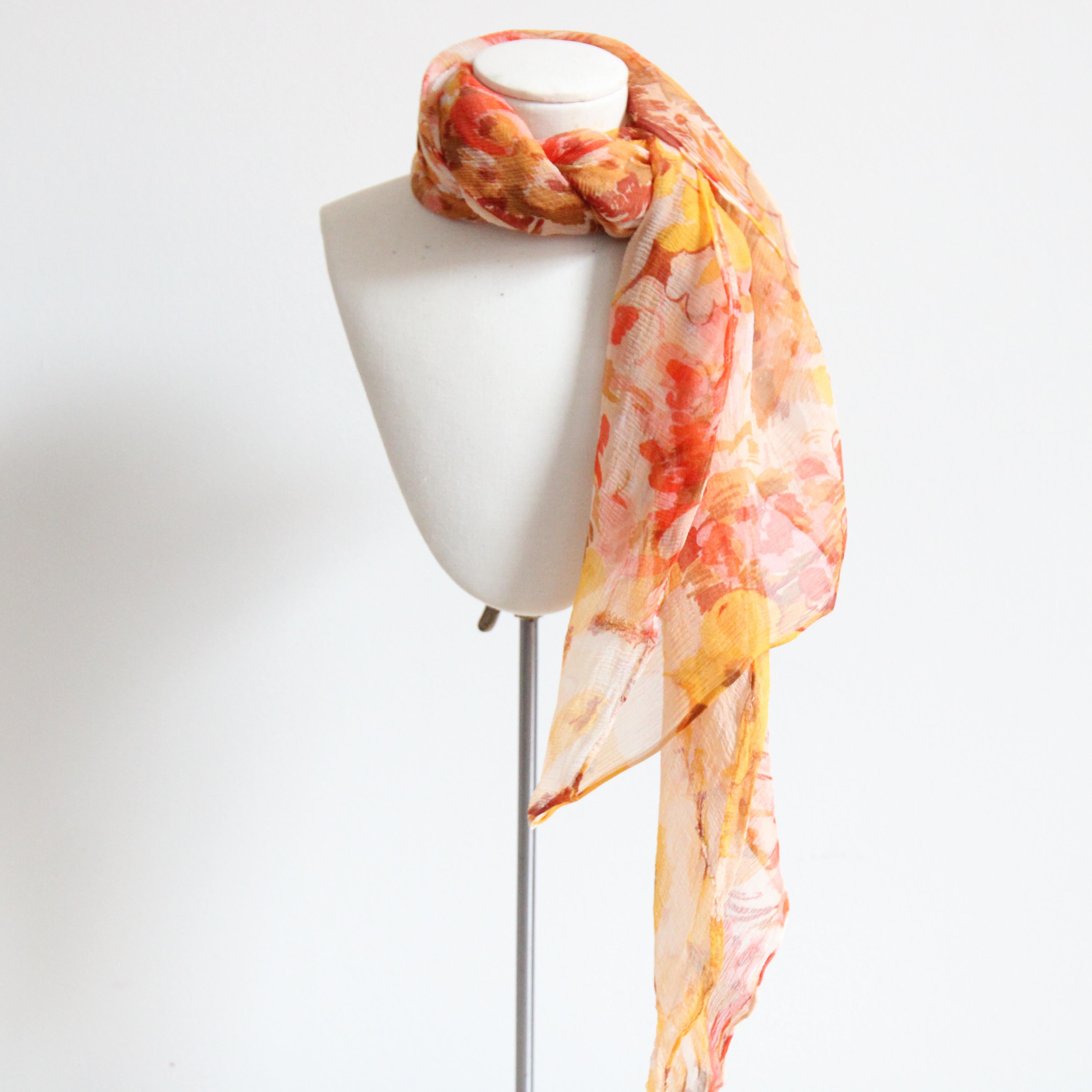 Écharpe à col floral en mousseline de soie Sunrise Art Déco des années 1930 en vente 1