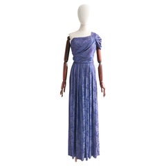 Vintage 1930's Silk Lamé Brocade Evening Gown 1930's One shoulder gown UK 8 US 4