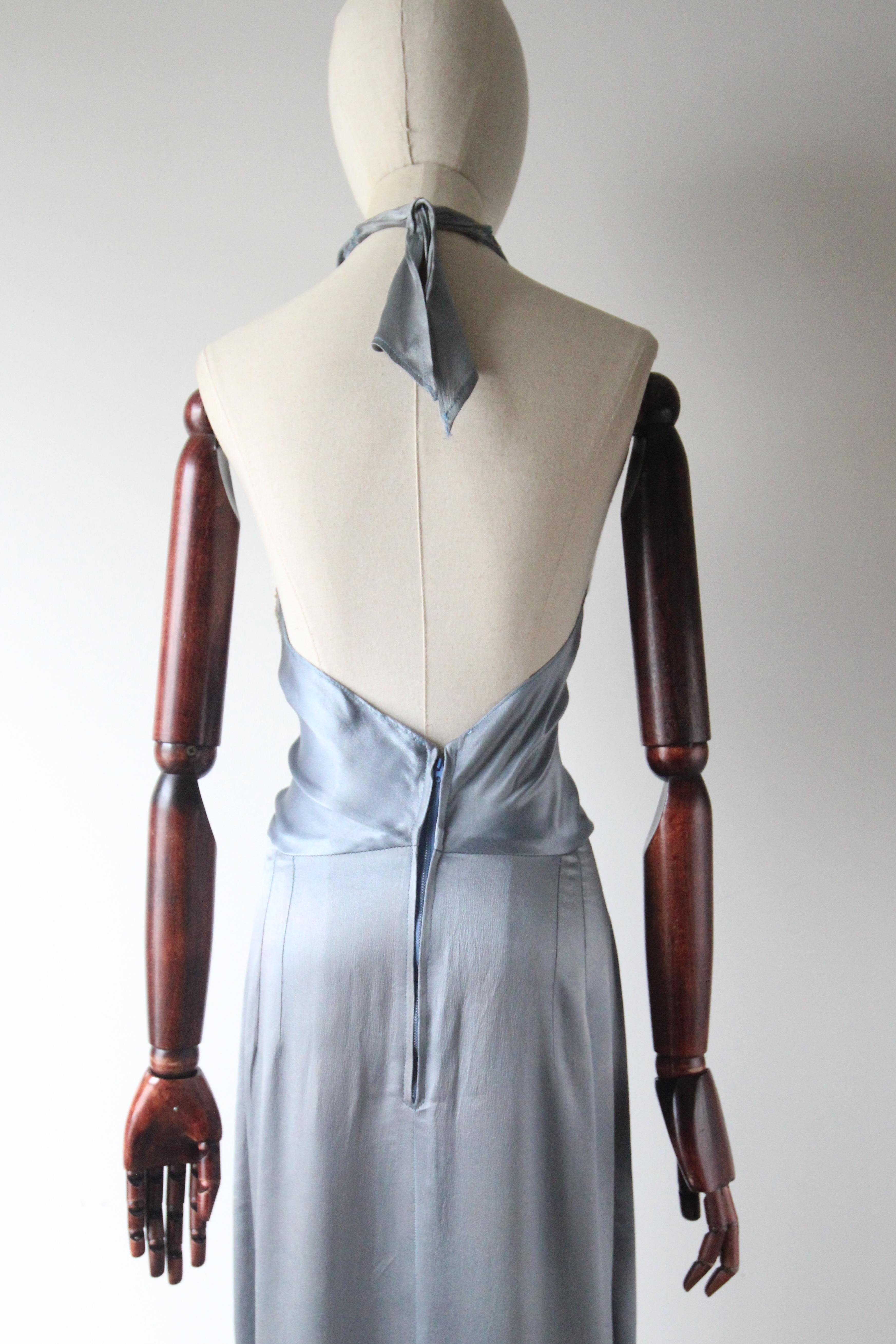 Vintage 1930's Silk Painted Mermaid Dress Halter Neck Sea Shell Dress UK 10 US 6 For Sale 5