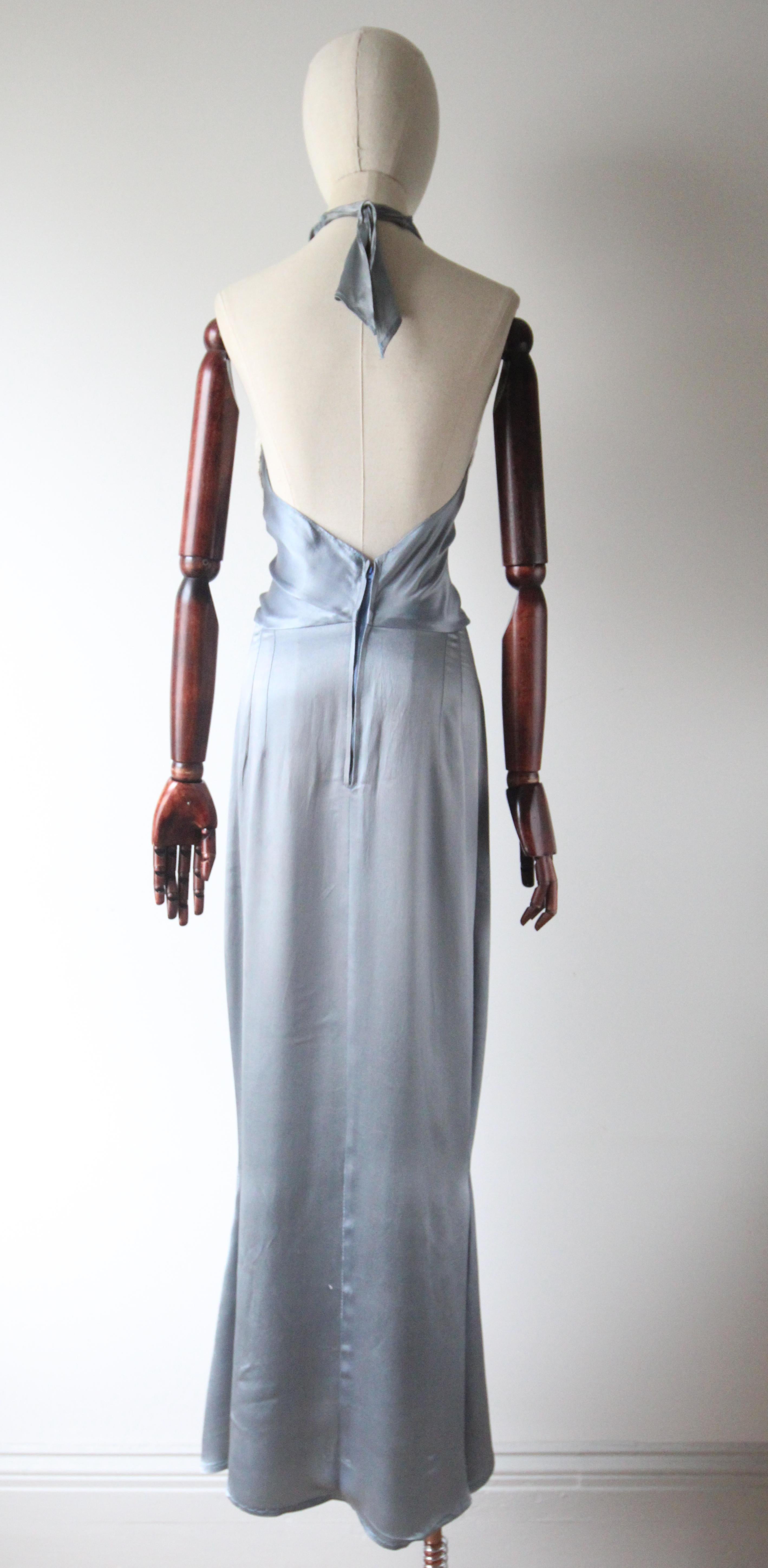 Vintage 1930's Silk Painted Mermaid Dress Halter Neck Sea Shell Dress UK 10 US 6 For Sale 4