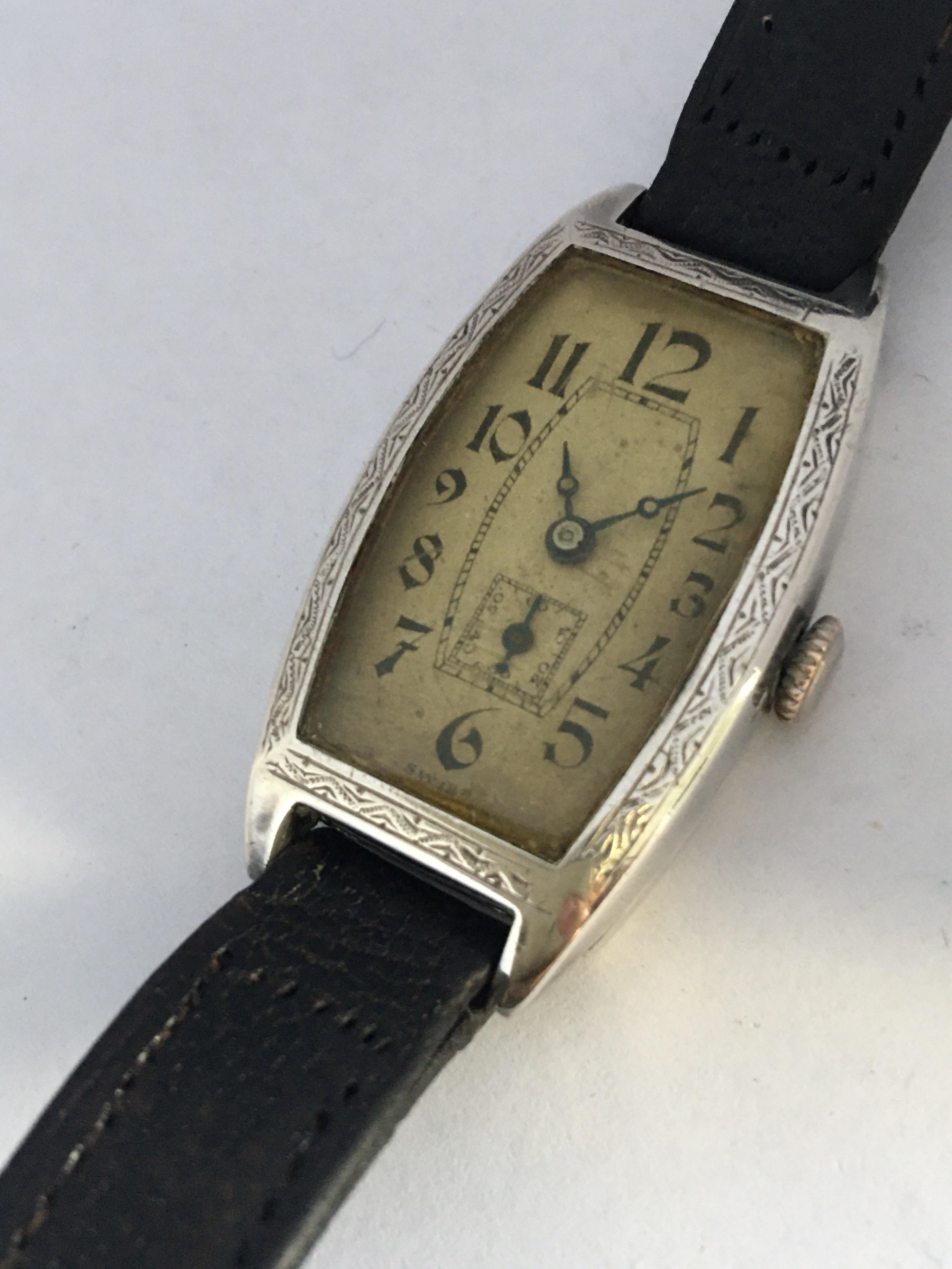 Vintage 1930s Silver Invicta Mechanical Watch For Sale 5